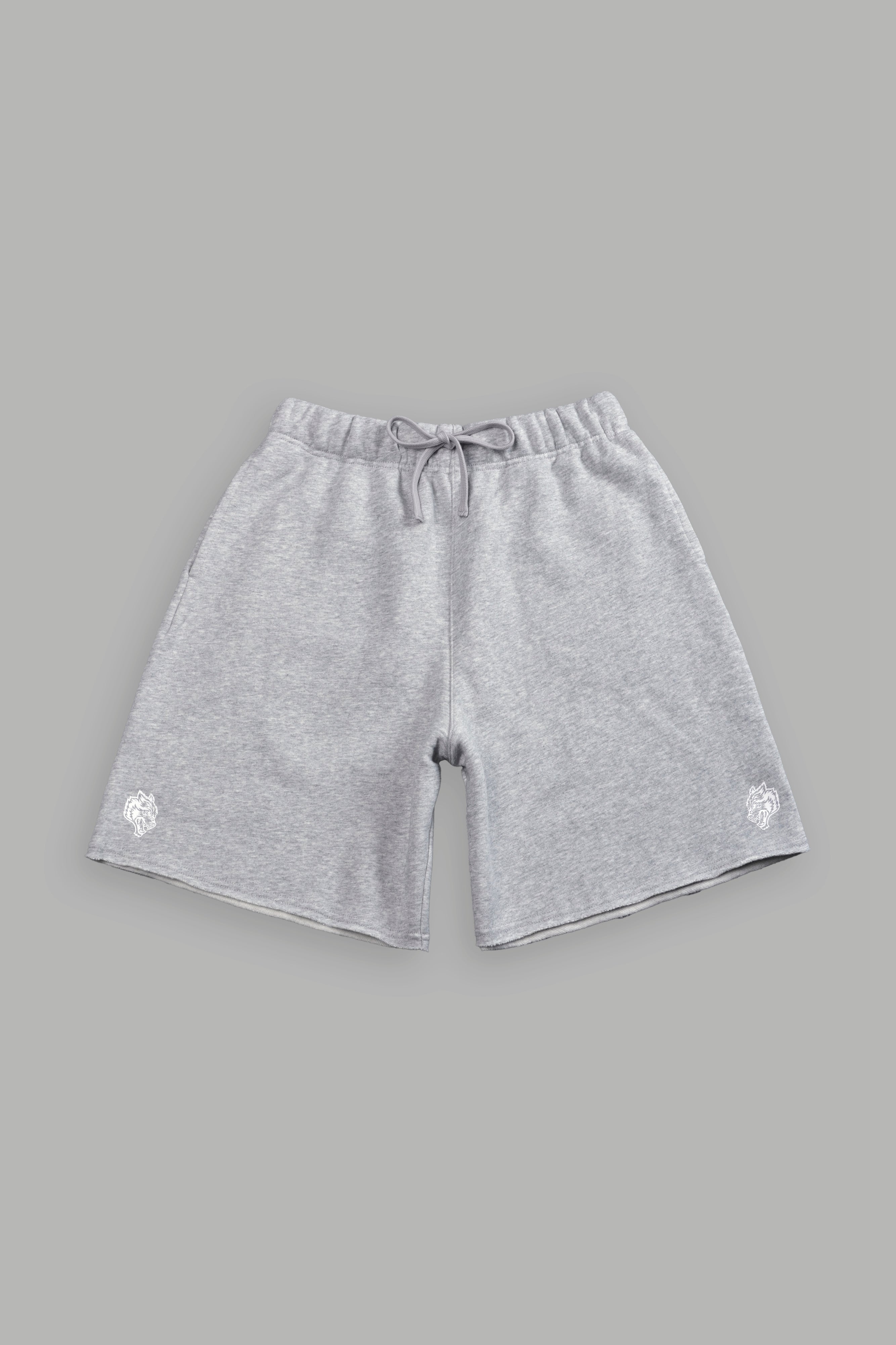 Dual Core Raw Hem Oversized Post Lounge Sweat Shorts in Light Athletic Gray
