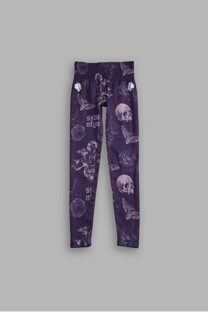 Dual Wolf V2 "Everson" Scrunch Leggings in Purple Vanitas Flora
