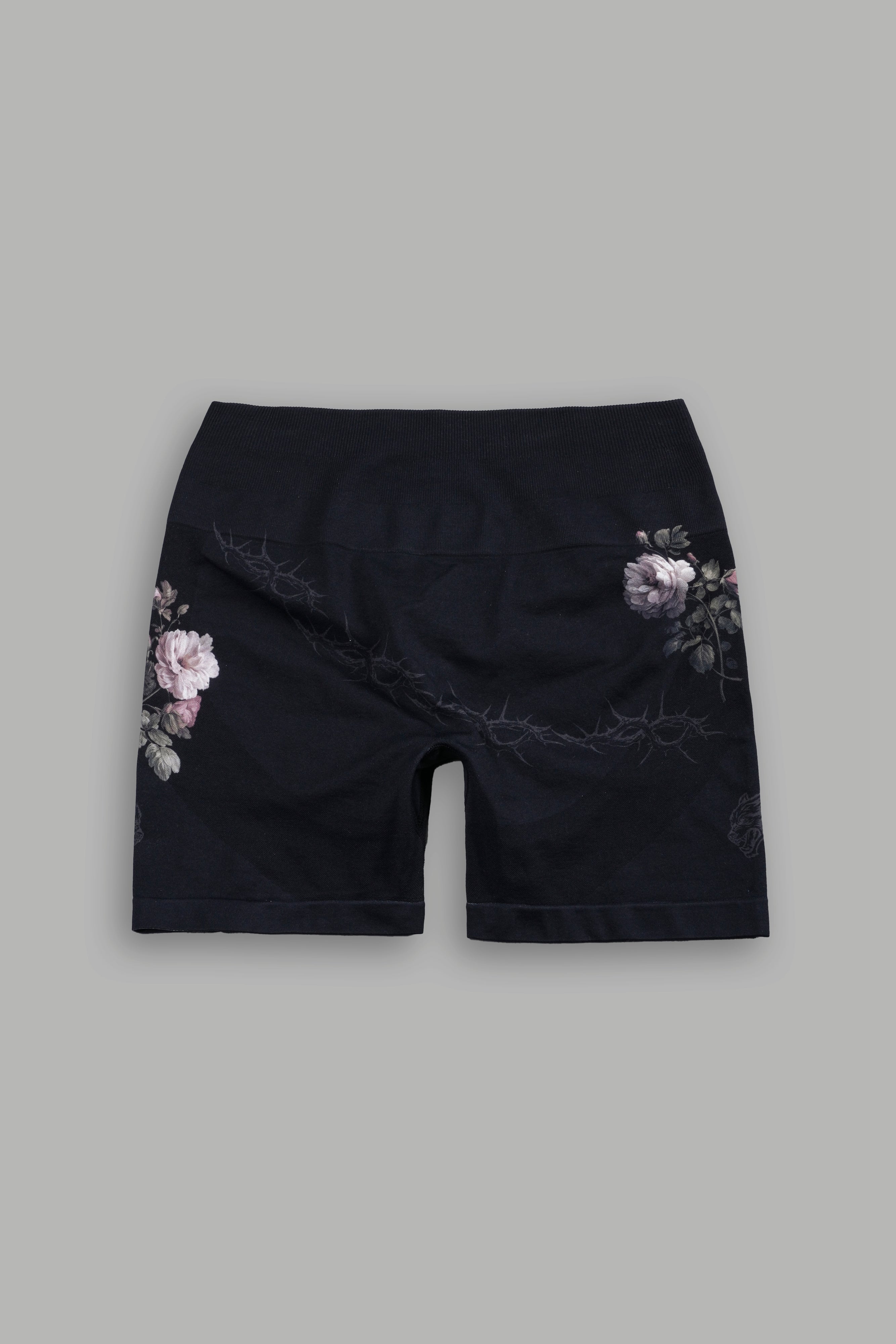Rose Thorn "Stella" Soft Seamless Shorts in Black Rose Thorn
