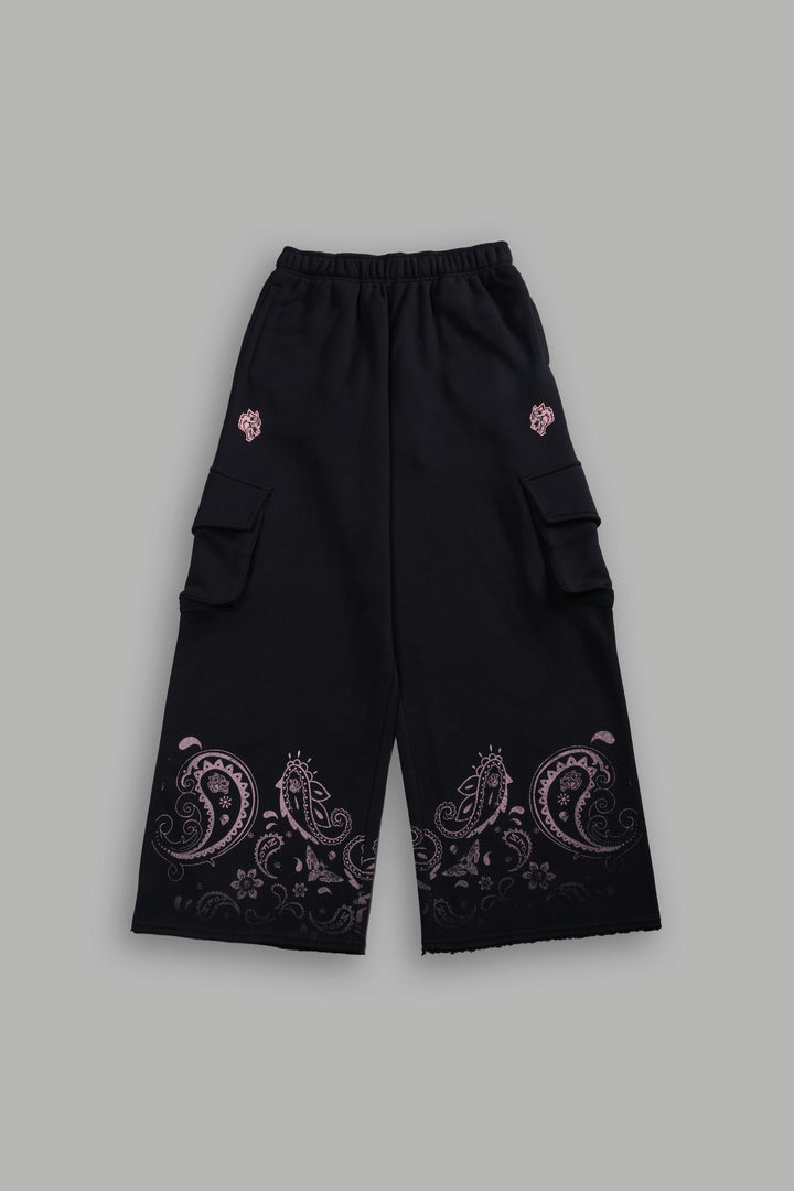 Faded Paisley Durst Cargo Sweats in Black