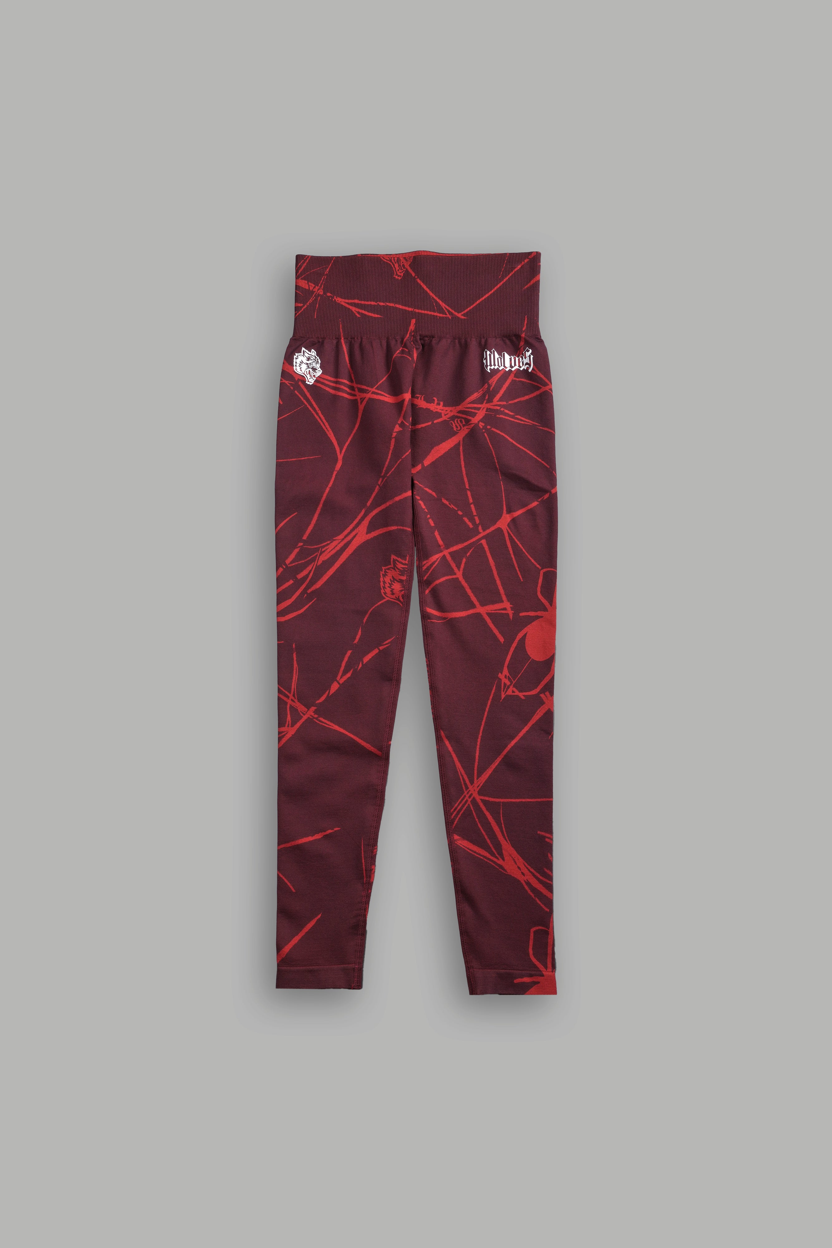 Her Darcness "Everson Seamless" Leggings in Roman Red Spider Web