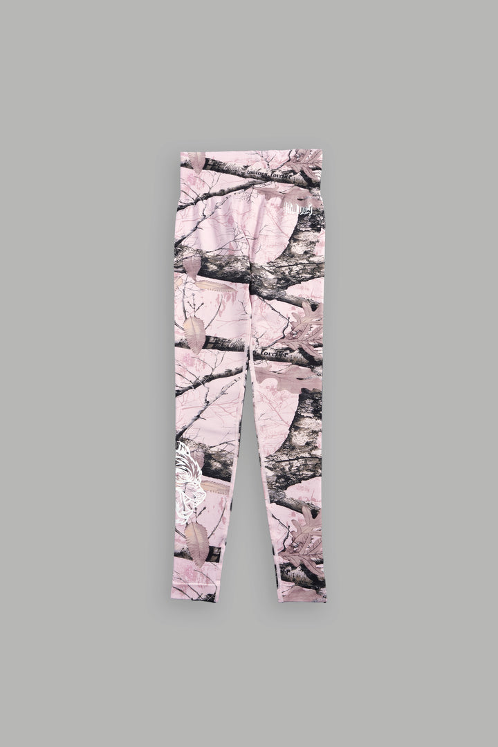 Our Passion "Everson Seamless" Scrunch Leggings in Brown/Light Mauve Woodland Camo