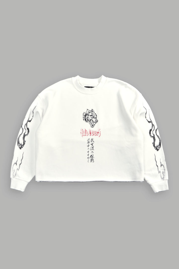 Darc Infernal Raw Hem "Box Cut" Crewneck in Cream