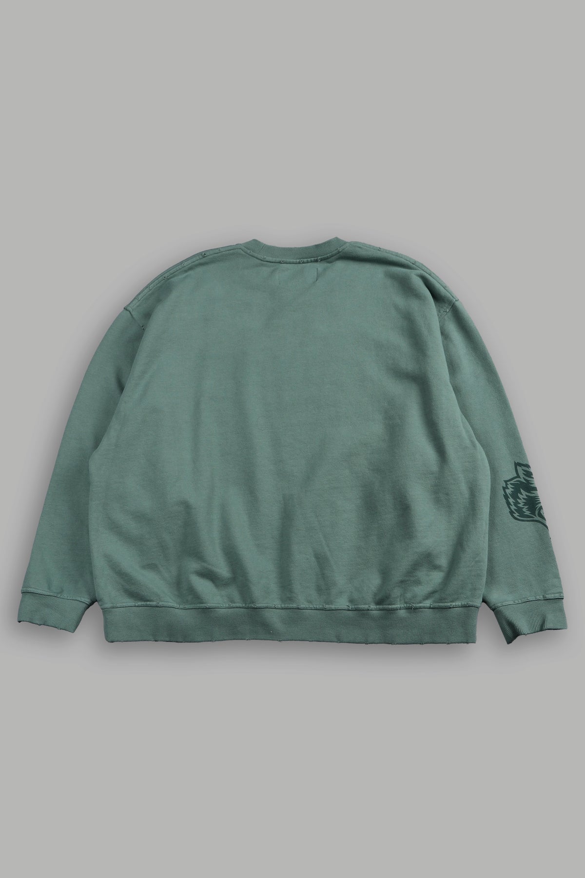 Forever Our Core Grunge Distressed Oversized London Crewneck In Hunter Green