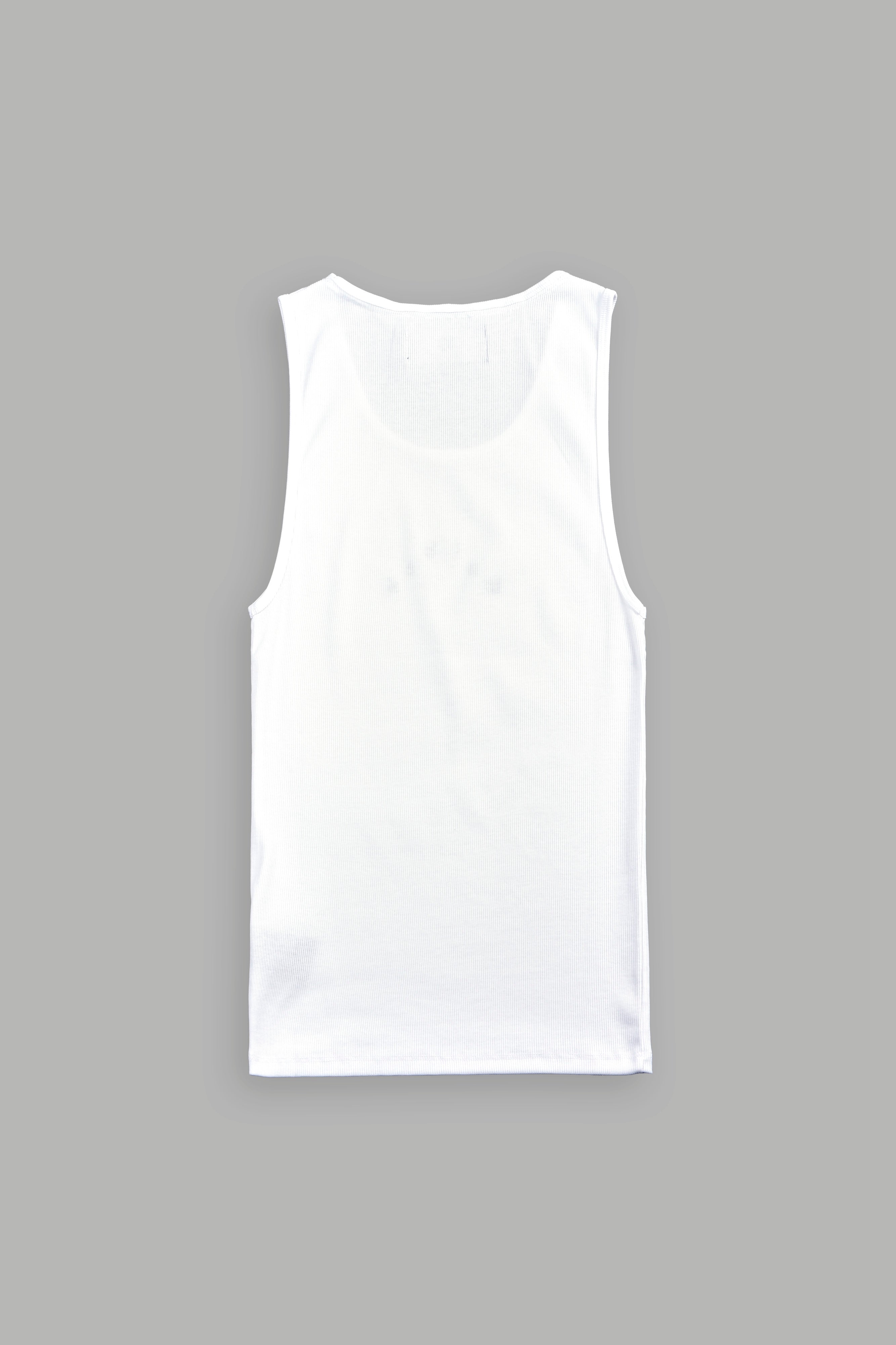 Wolves Pyramid Ribbed Tank V2 in White