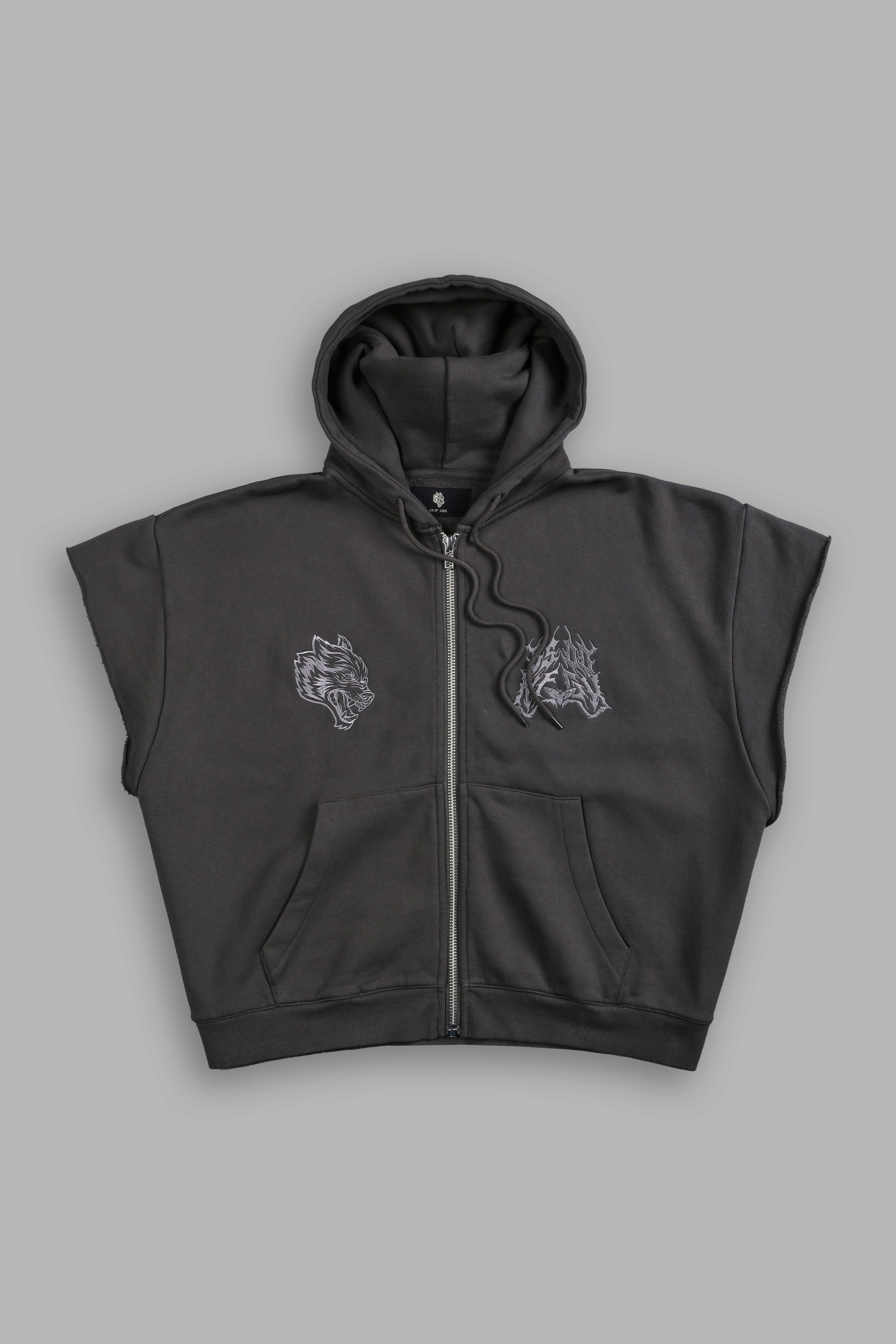 SSDDNFGU Moth Creed Cap Zip Hoodie in Wolf Gray
