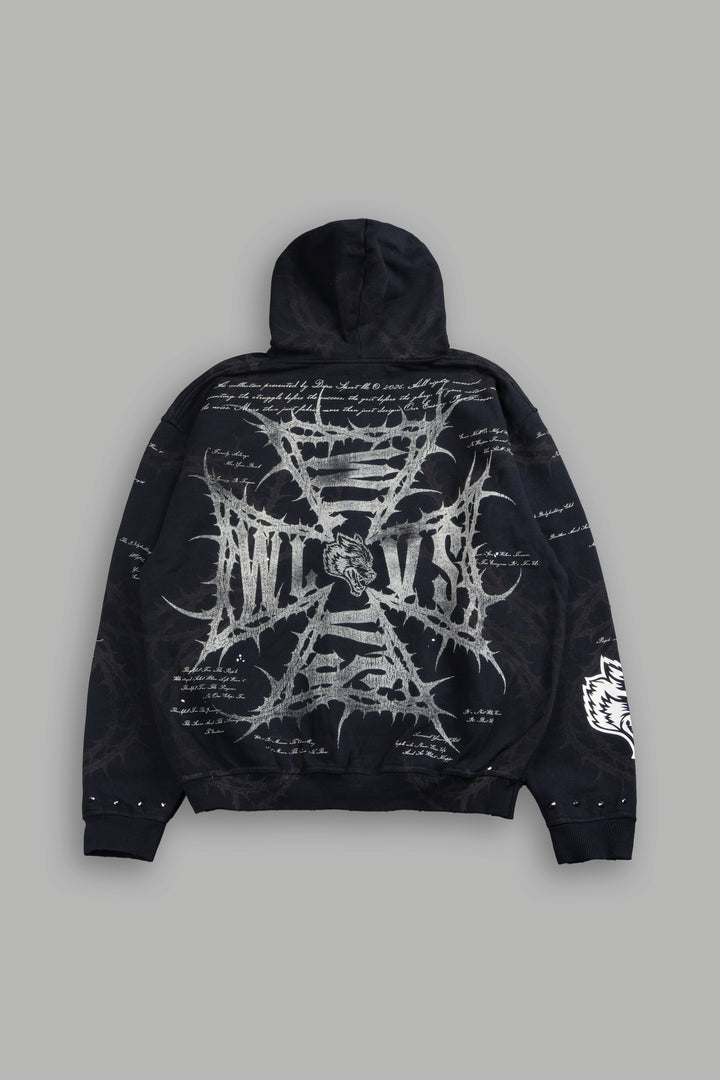 Thorns Frvr Grunge Moatis Zip Hoodie In Black