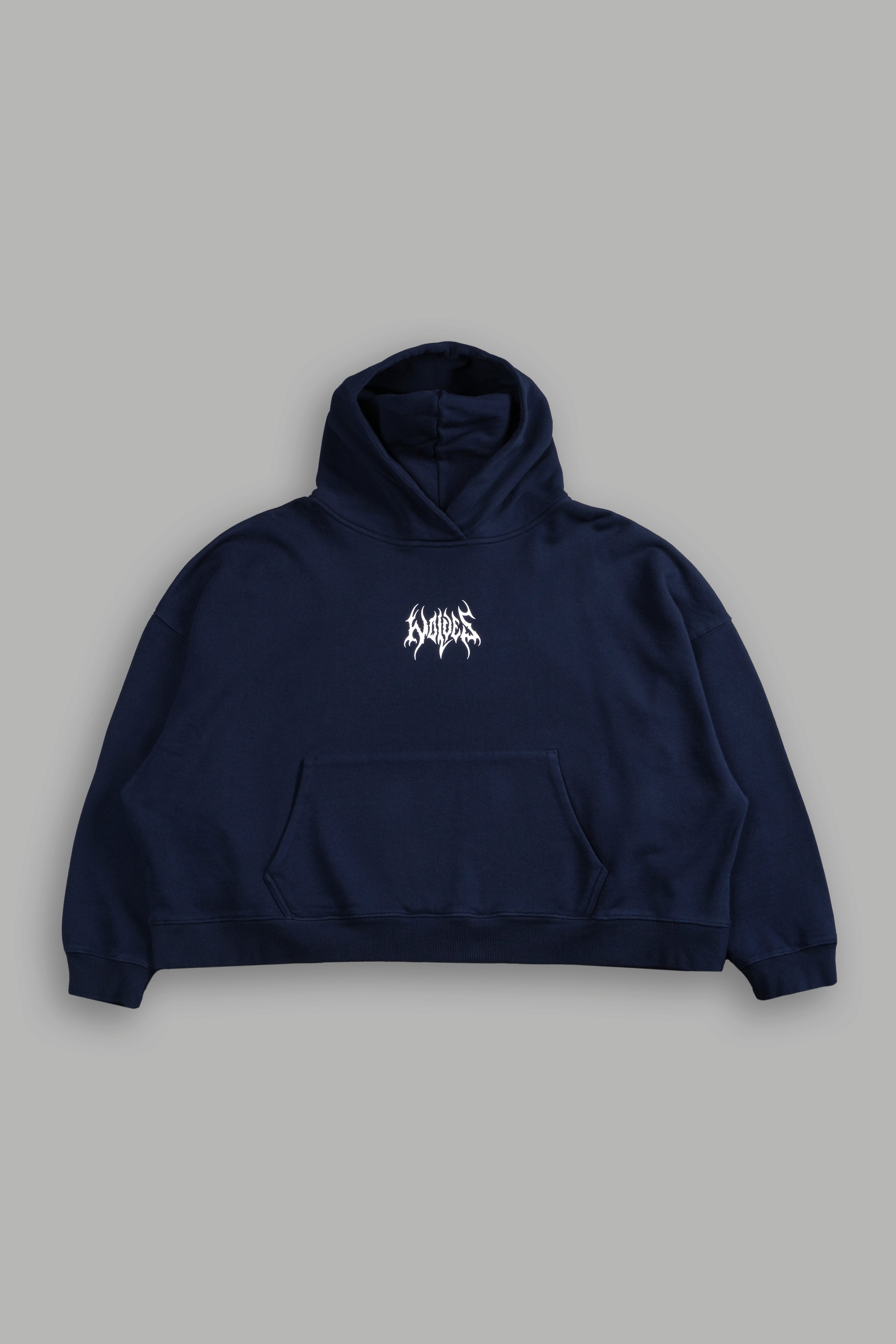 Hesh Core Grunge "Gage Box Cut" Hoodie in Navy