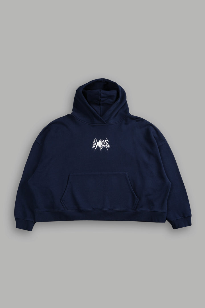 Hesh Core Grunge "Gage Box Cut" Hoodie in Navy