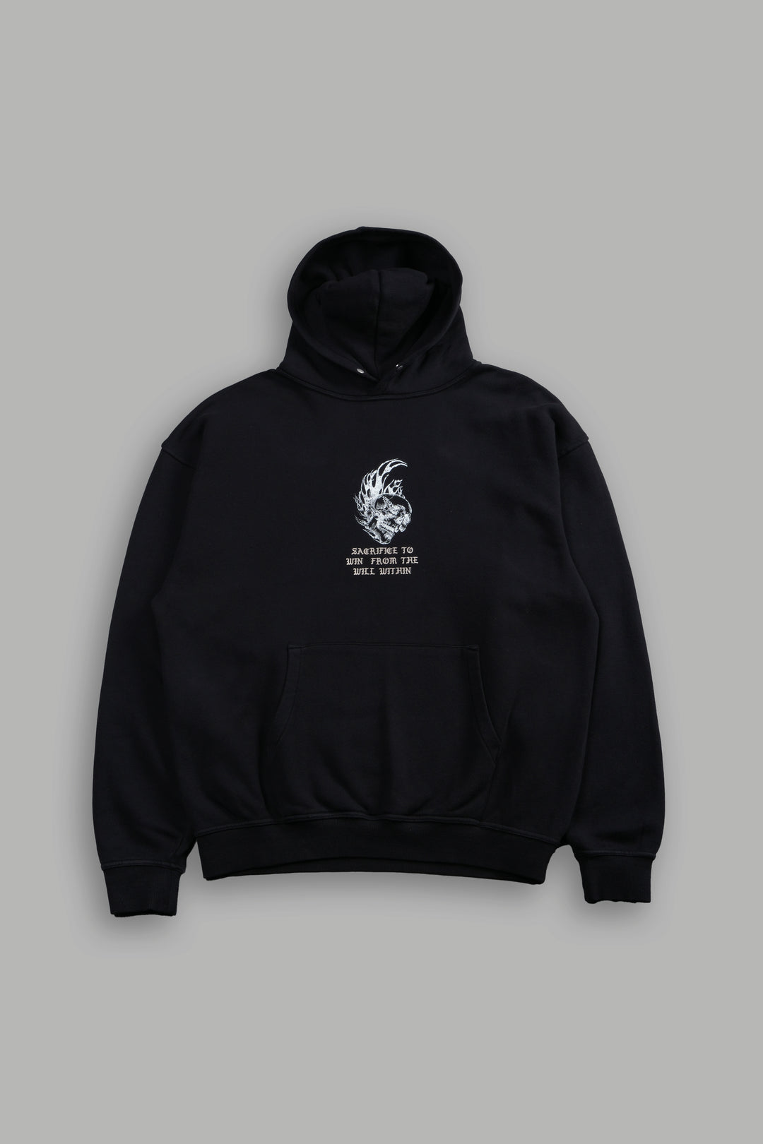 Flame Skull Pierce Hoodie in Black
