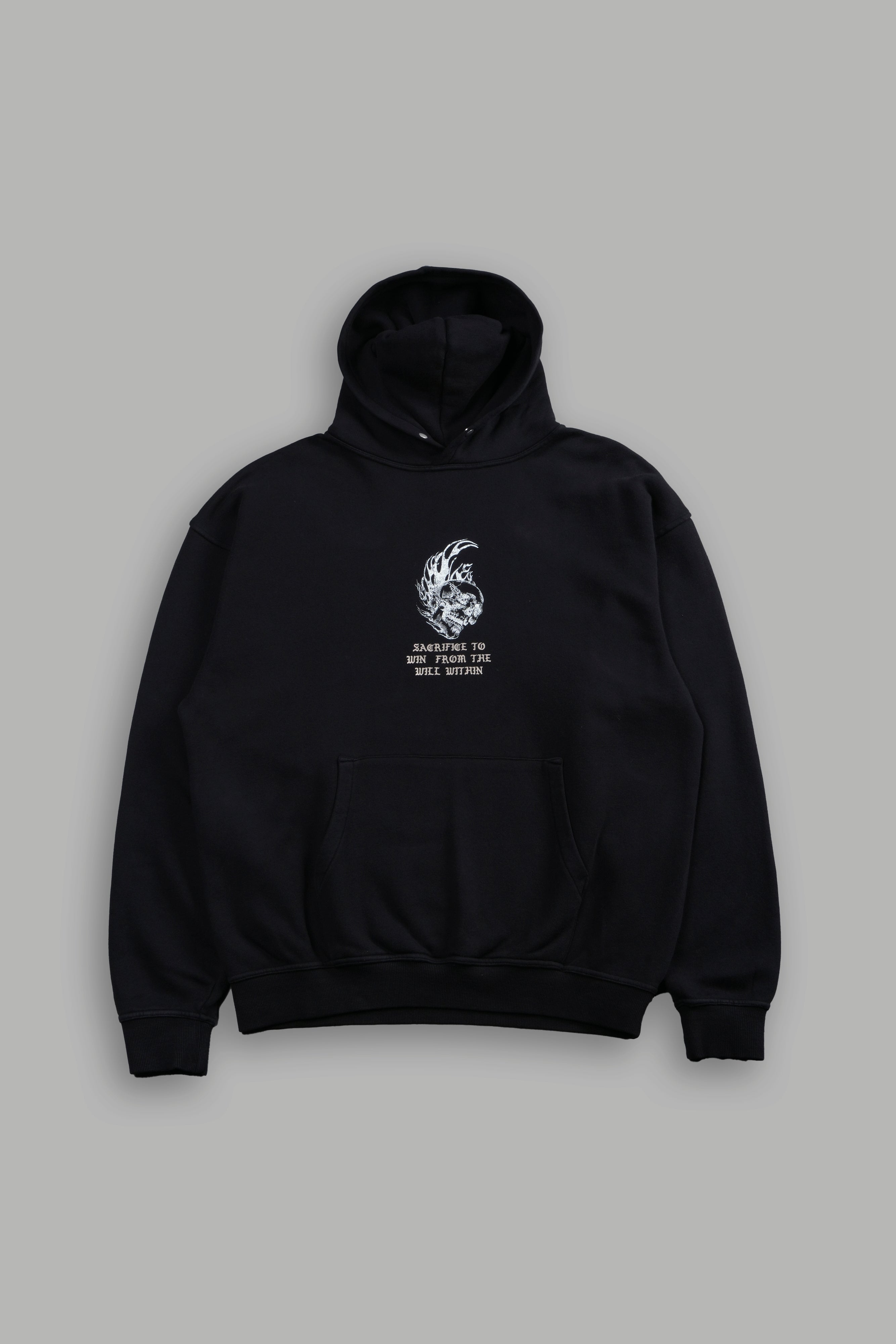 Flame Skull Pierce Hoodie in Black