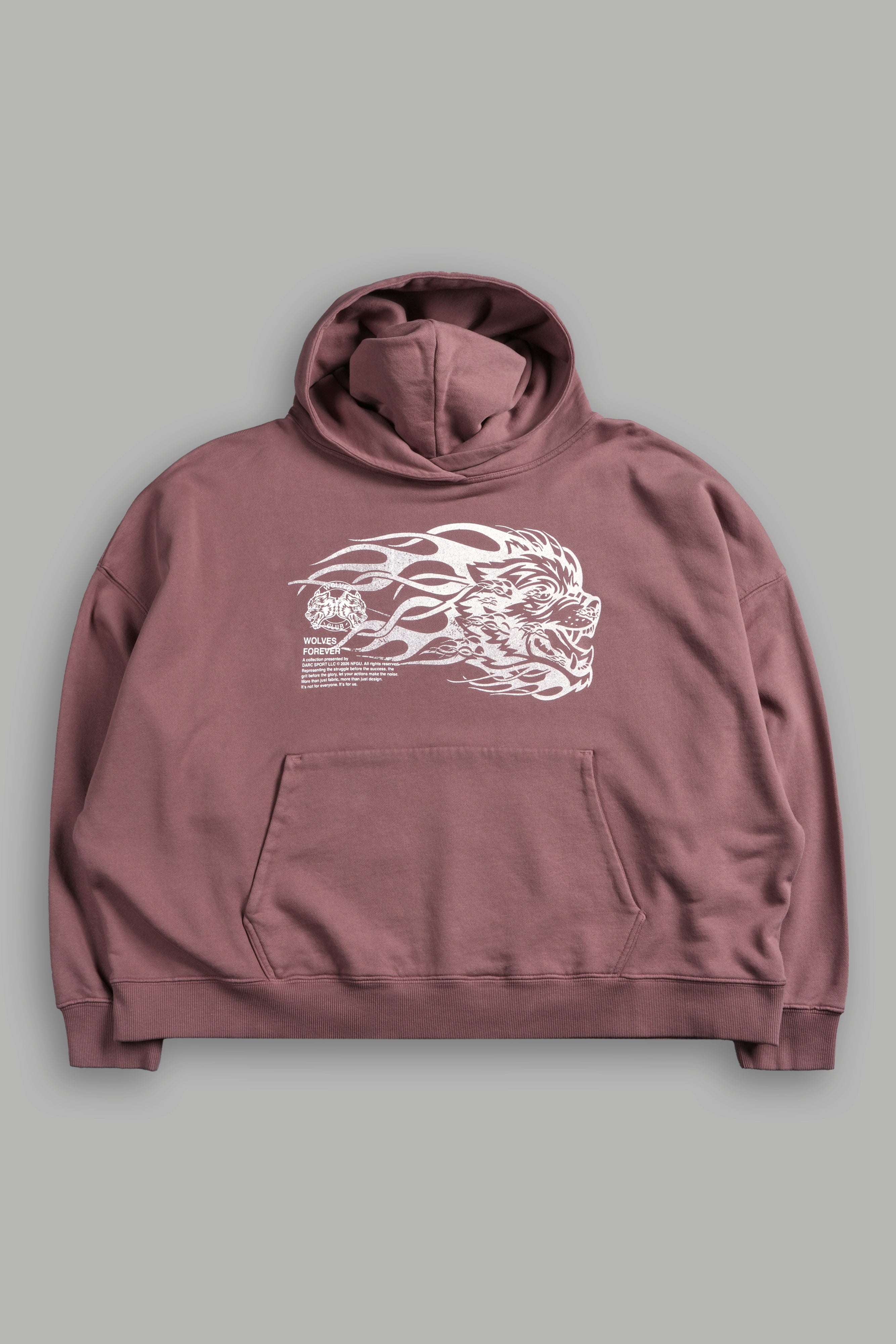 Wolf of the Flame Grunge "Gage Box Cut" Hoodie in Mauve