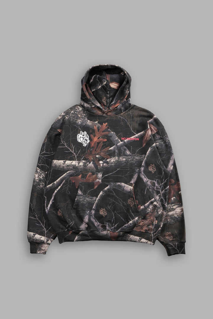 No Weapon Shall Prosper "Pierce" Hoodie in  Darc Brown Woodland Camo