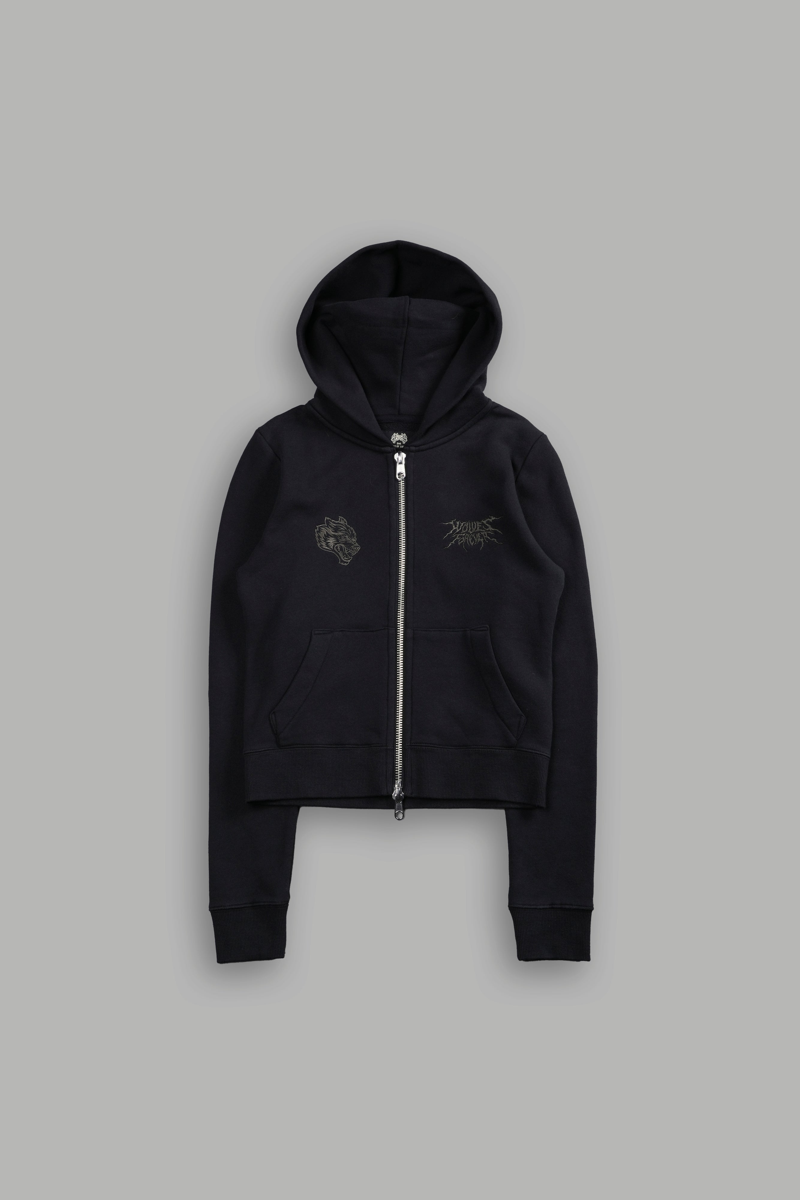 Moth Kanji "Iris" Zip Up Hoodie in Black