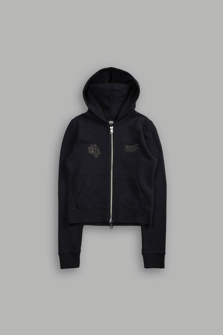 Moth Kanji "Iris" Zip Up Hoodie in Black