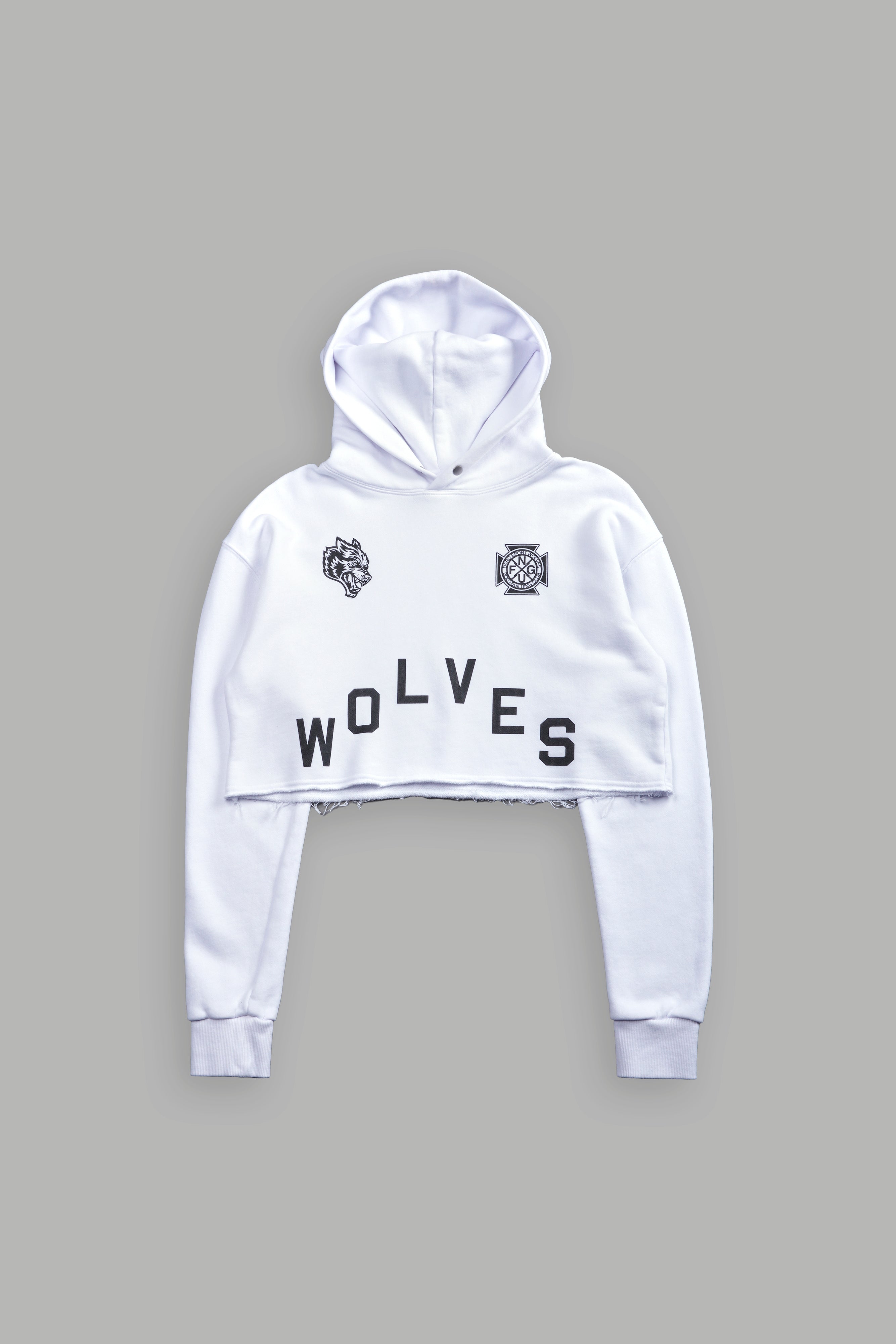 Wolf Pyramid "Pierce" Cropped Hoodie in White