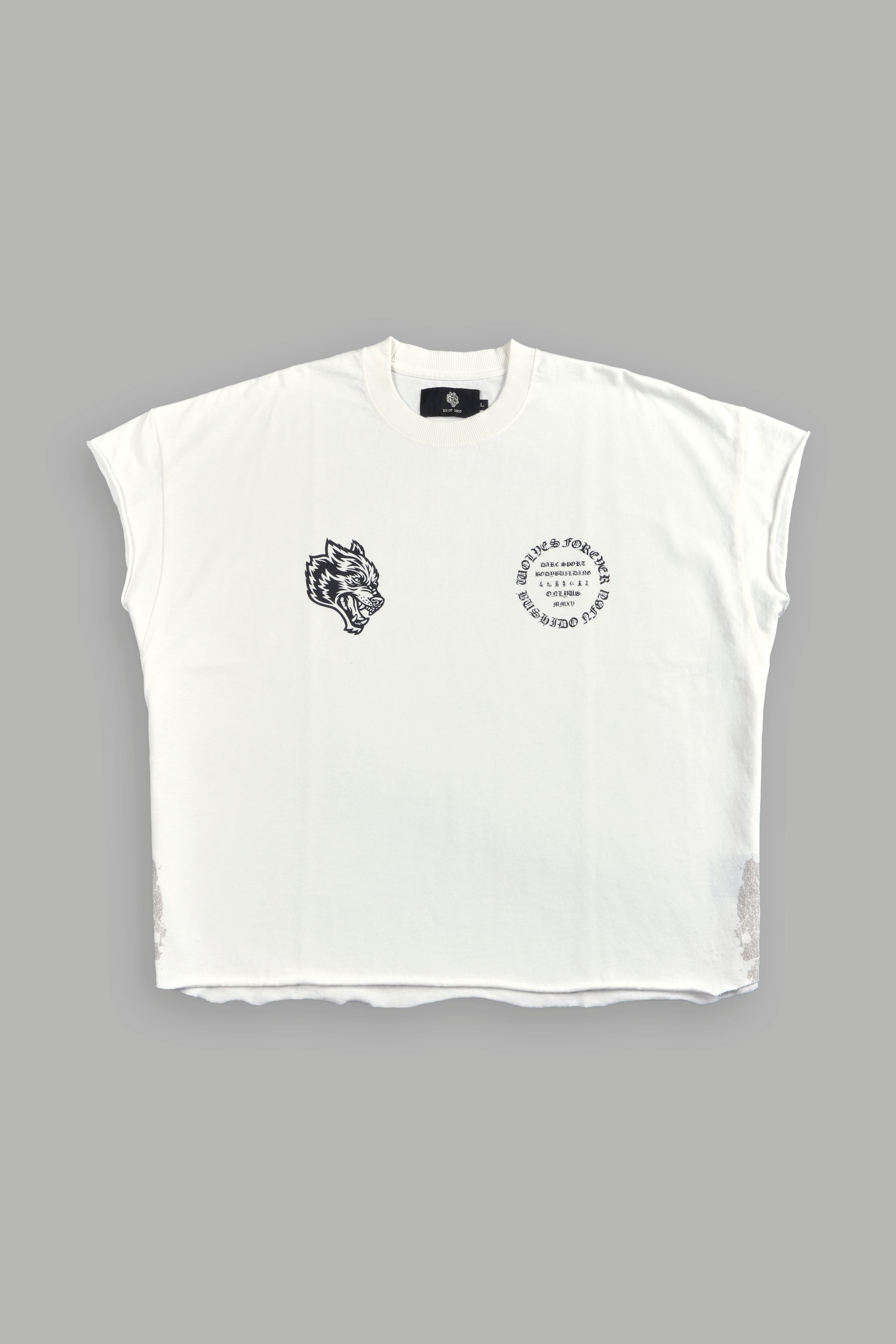 Warrior's Fire Grunge Cut-Off Tee in Cream