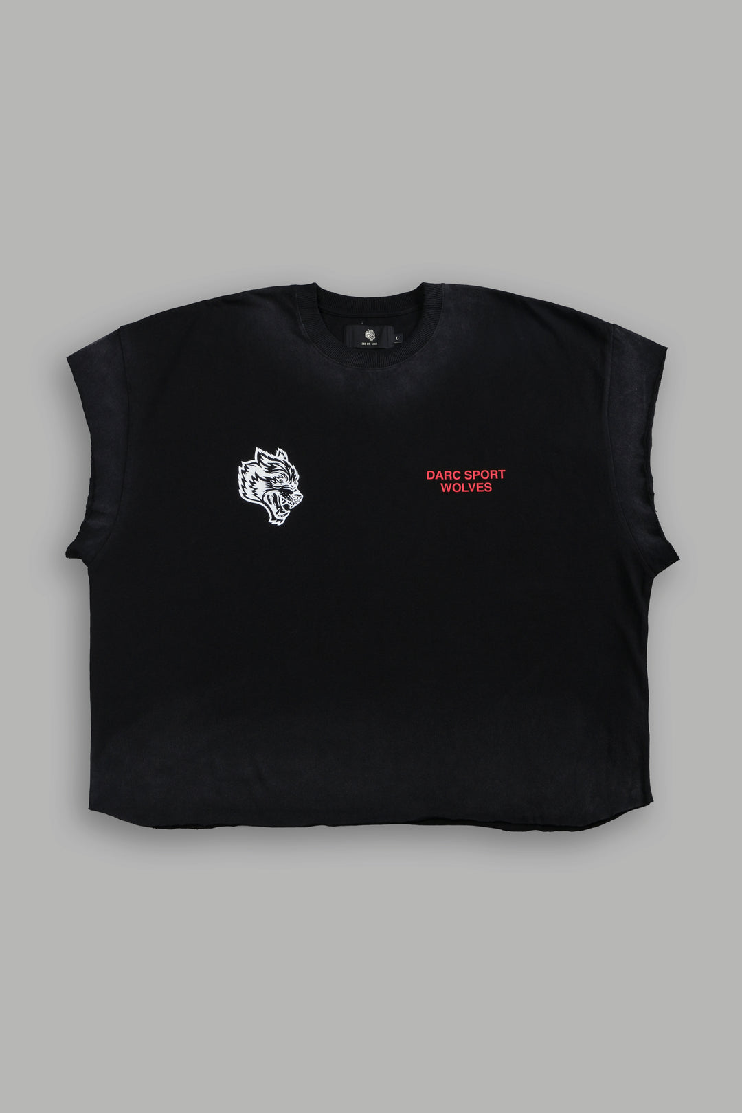 Pegasus Storm Grunge Cut-Off Tee in Black Drift Wash