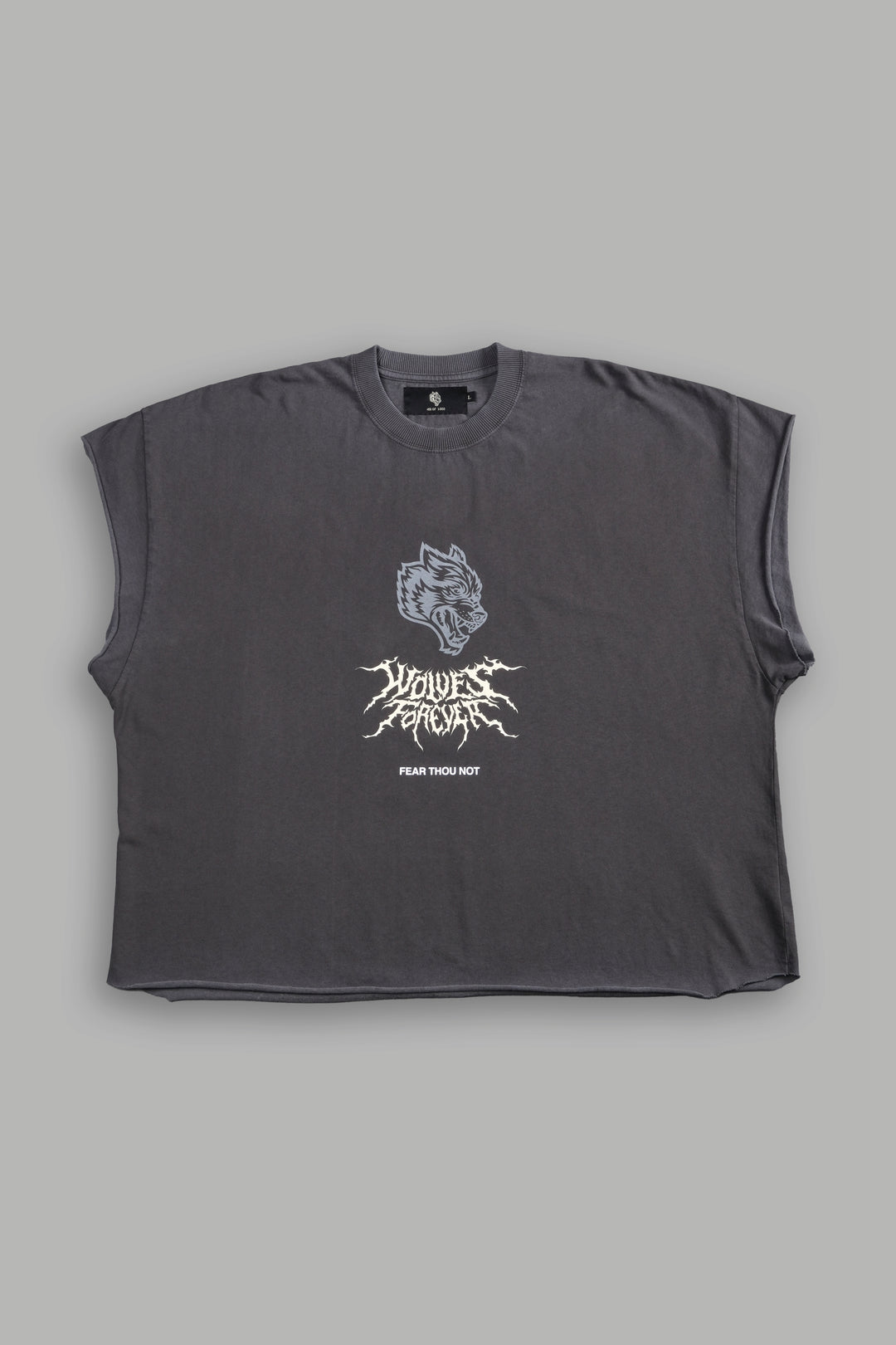 Casted Out Grunge Cut-Off Tee in Wolf Gray