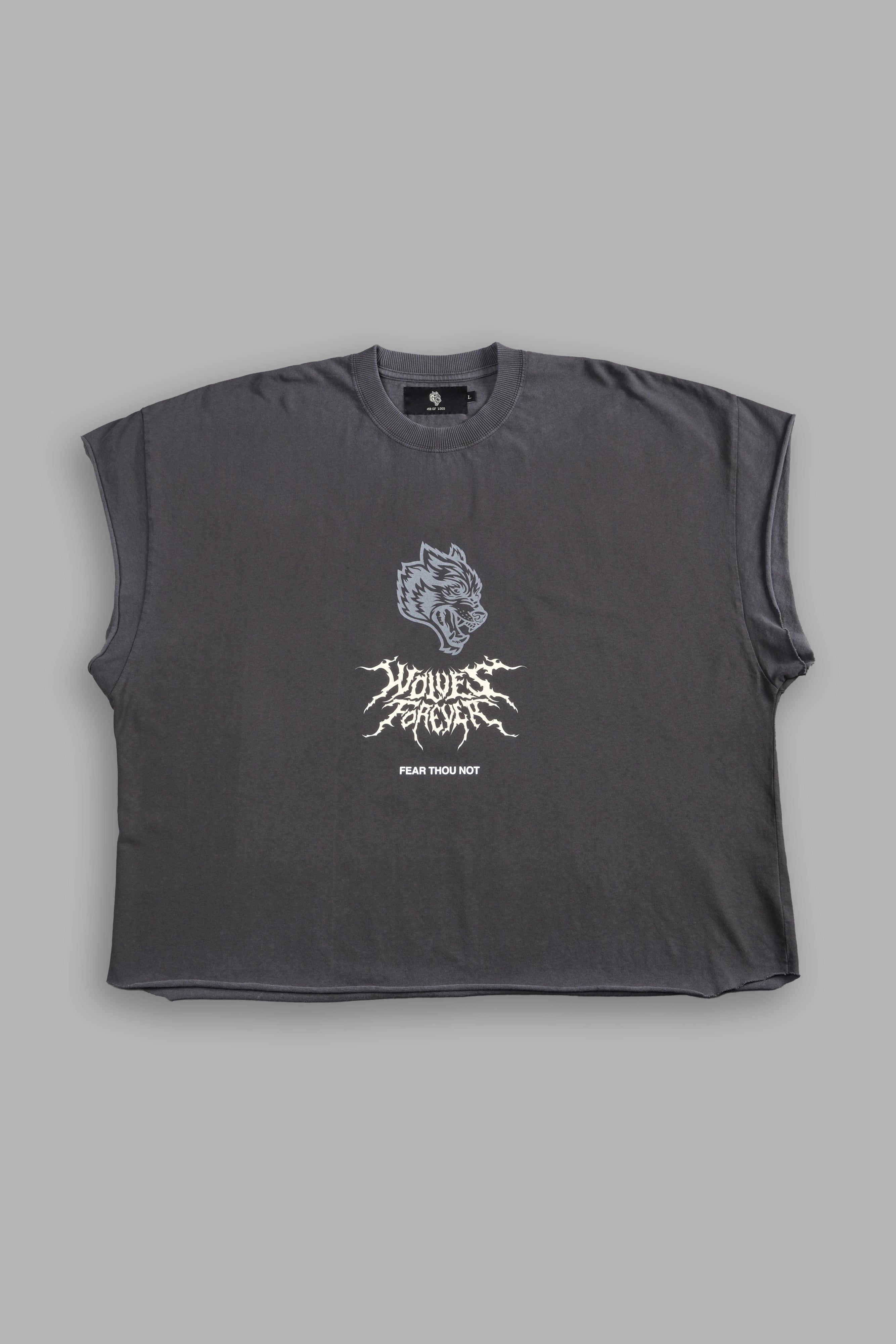 Casted Out Grunge Cut-Off Tee in Wolf Gray