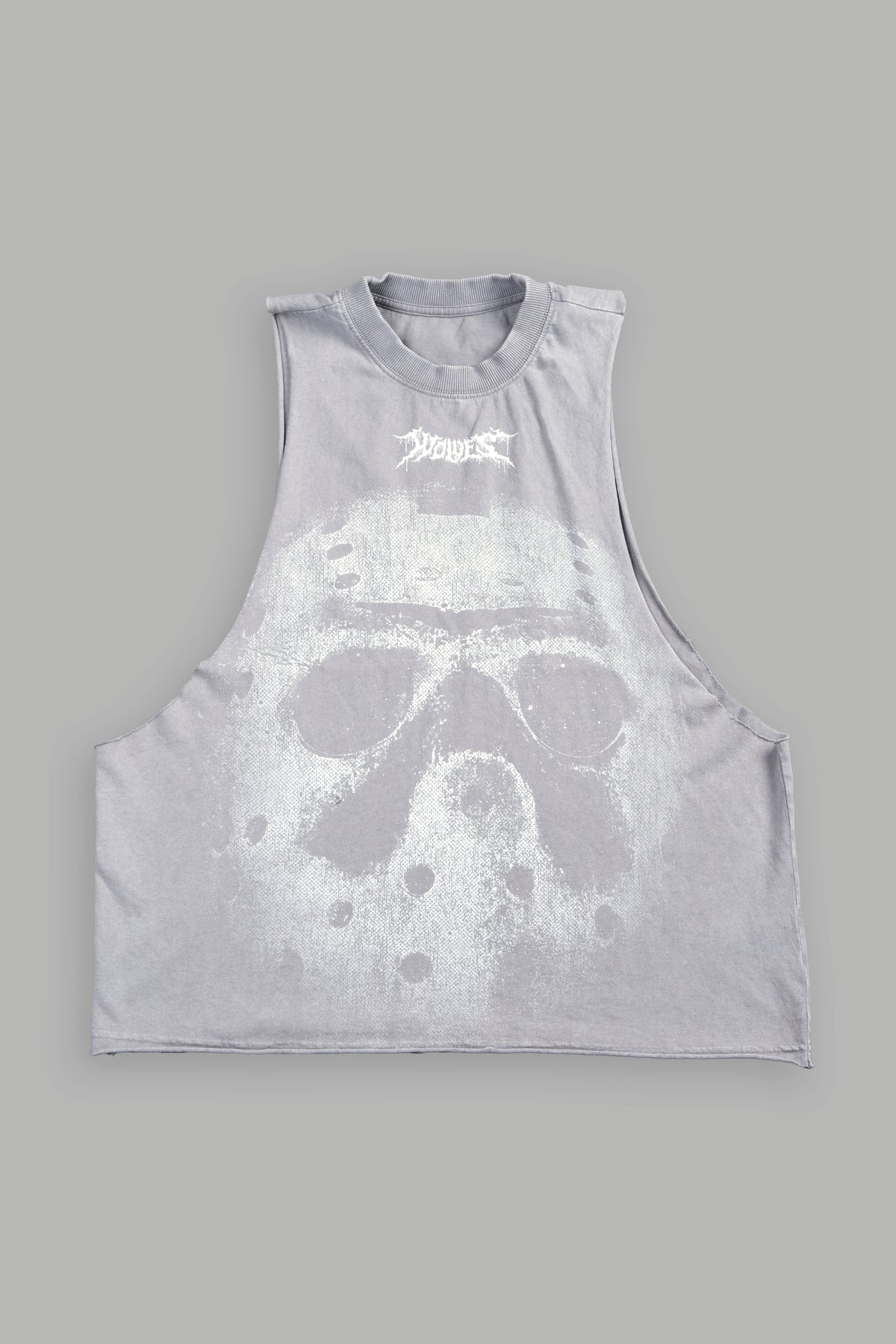 Jason Forever Grunge Raw Hem Box Cut Tommy Muscle Tee In Dove Gray