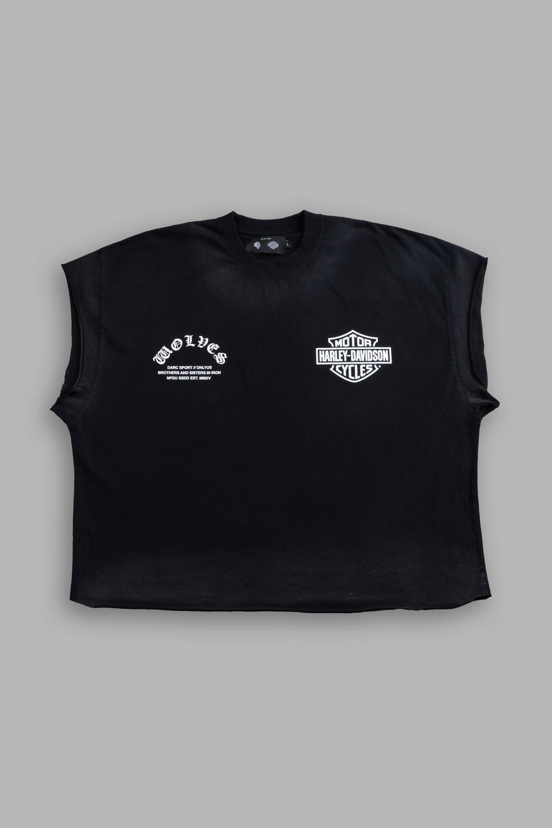 Iron Lightning Grunge Cut-Off Tee in Black Drift Wash