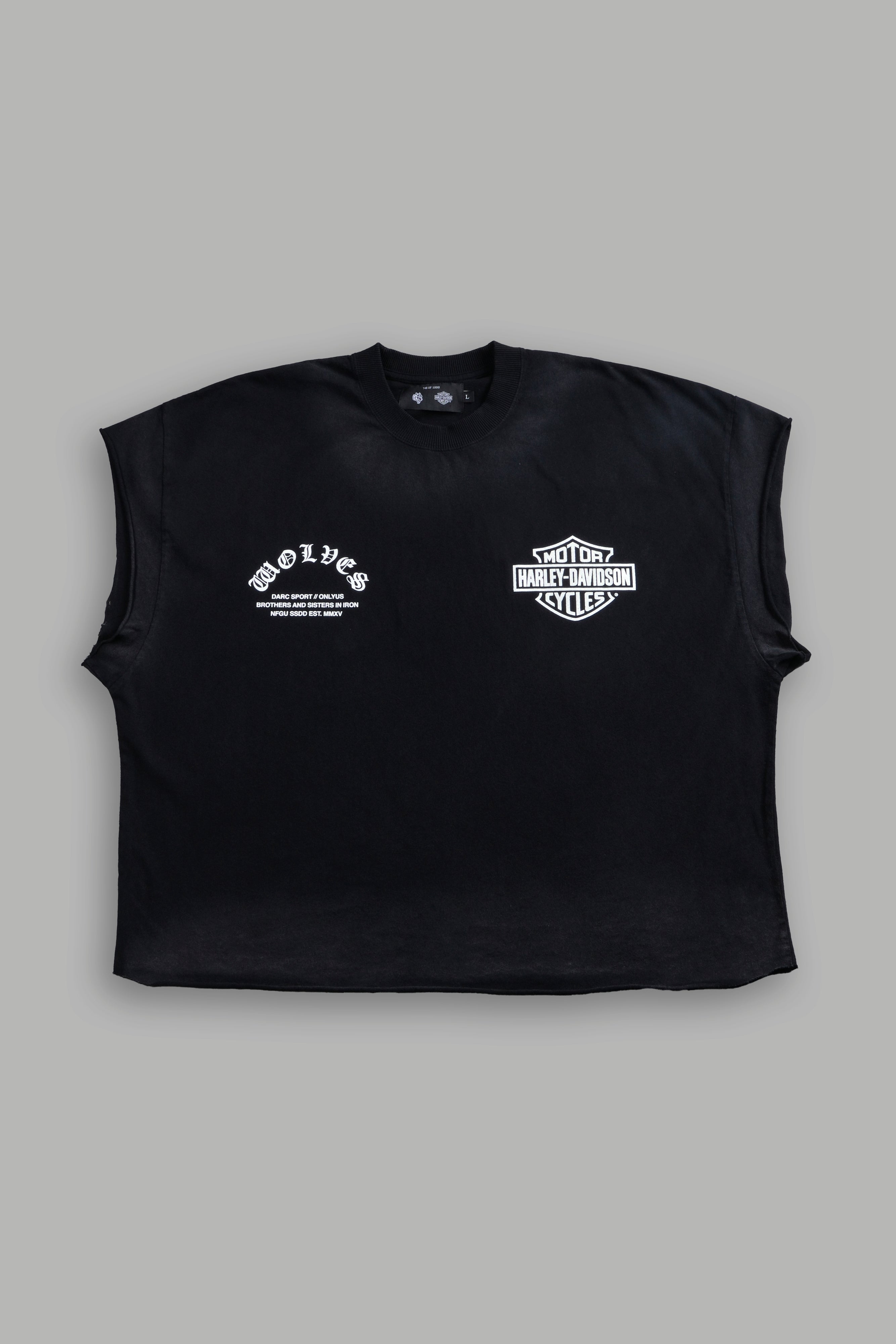 Iron Lightning Grunge Cut-Off Tee in Black Drift Wash