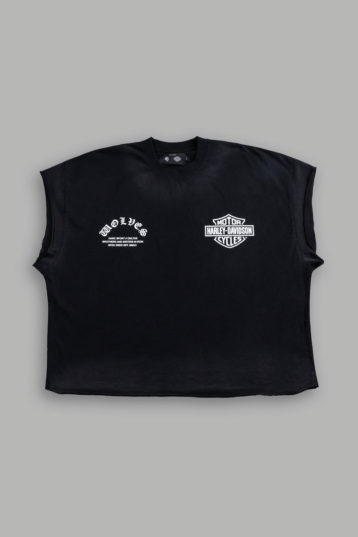 Iron Lightning Grunge Cut-Off Tee in Black Drift Wash