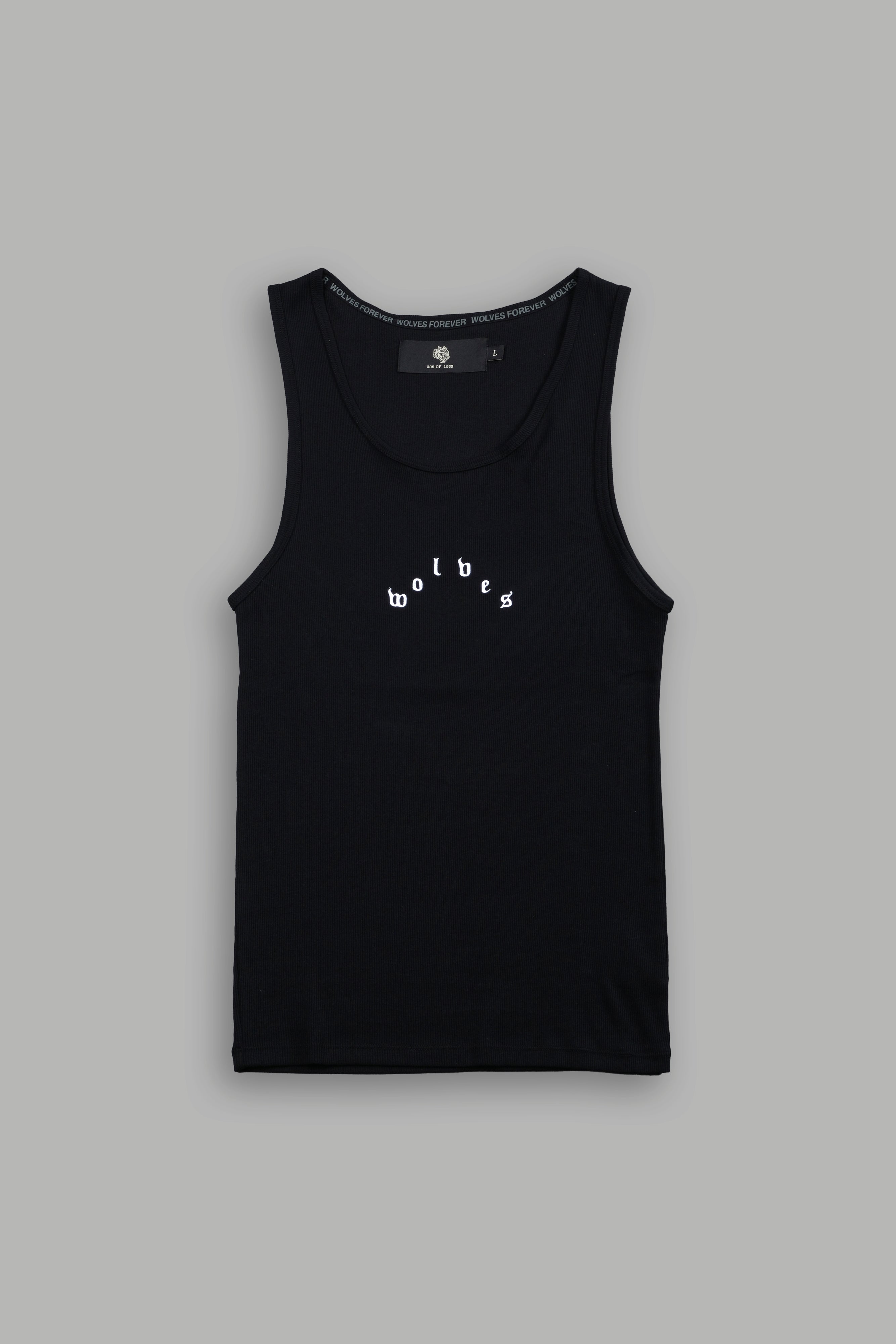 Wolves Pyramid Ribbed Tank V2 in Black