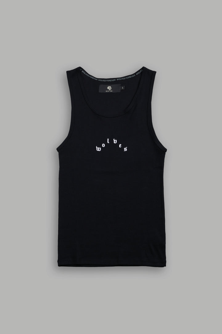 Wolves Pyramid Ribbed Tank V2 in Black
