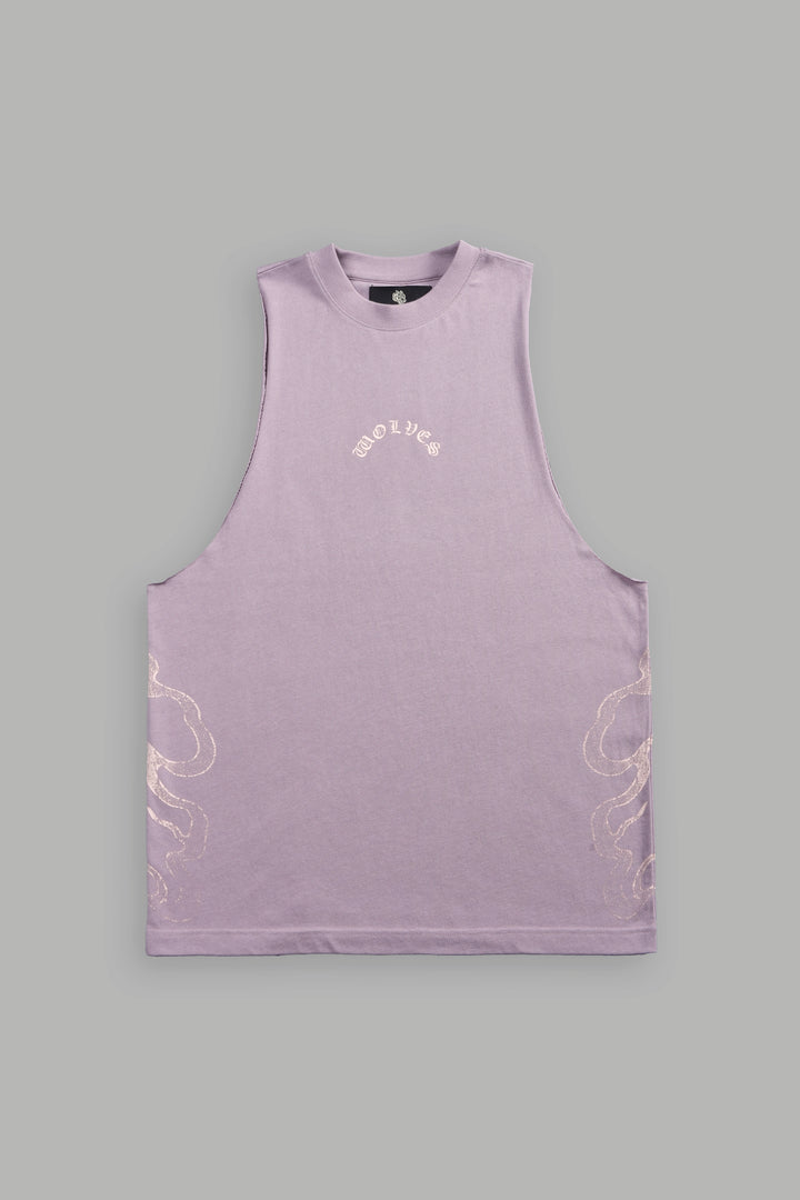 Wolves Never Back Down V2 Tommy Muscle Tee in Purple Smoke