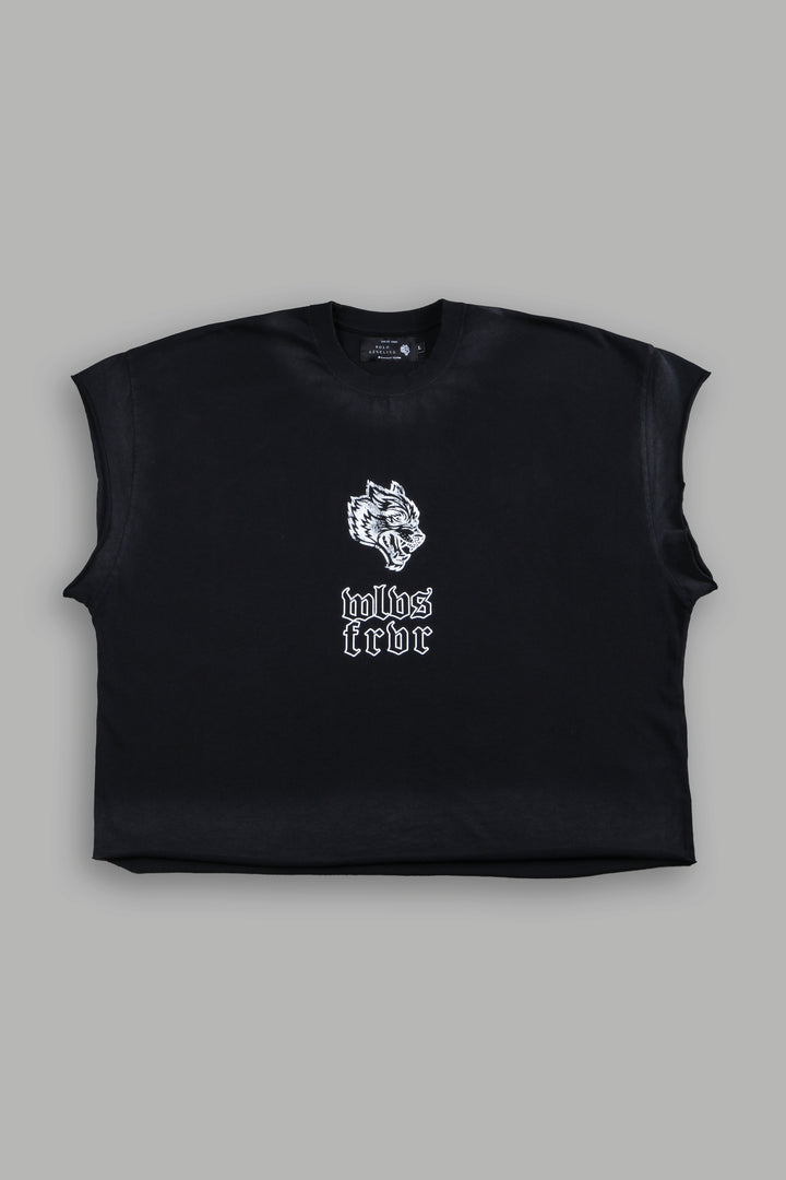 Last Breath Grunge Cut-Off Tee in Black Drift Wash
