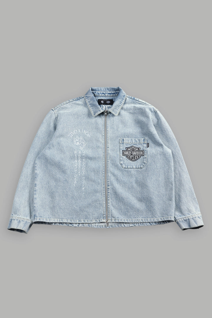 H-D Wolves Inferno Ls Denim Vince Shirt in Light Wash