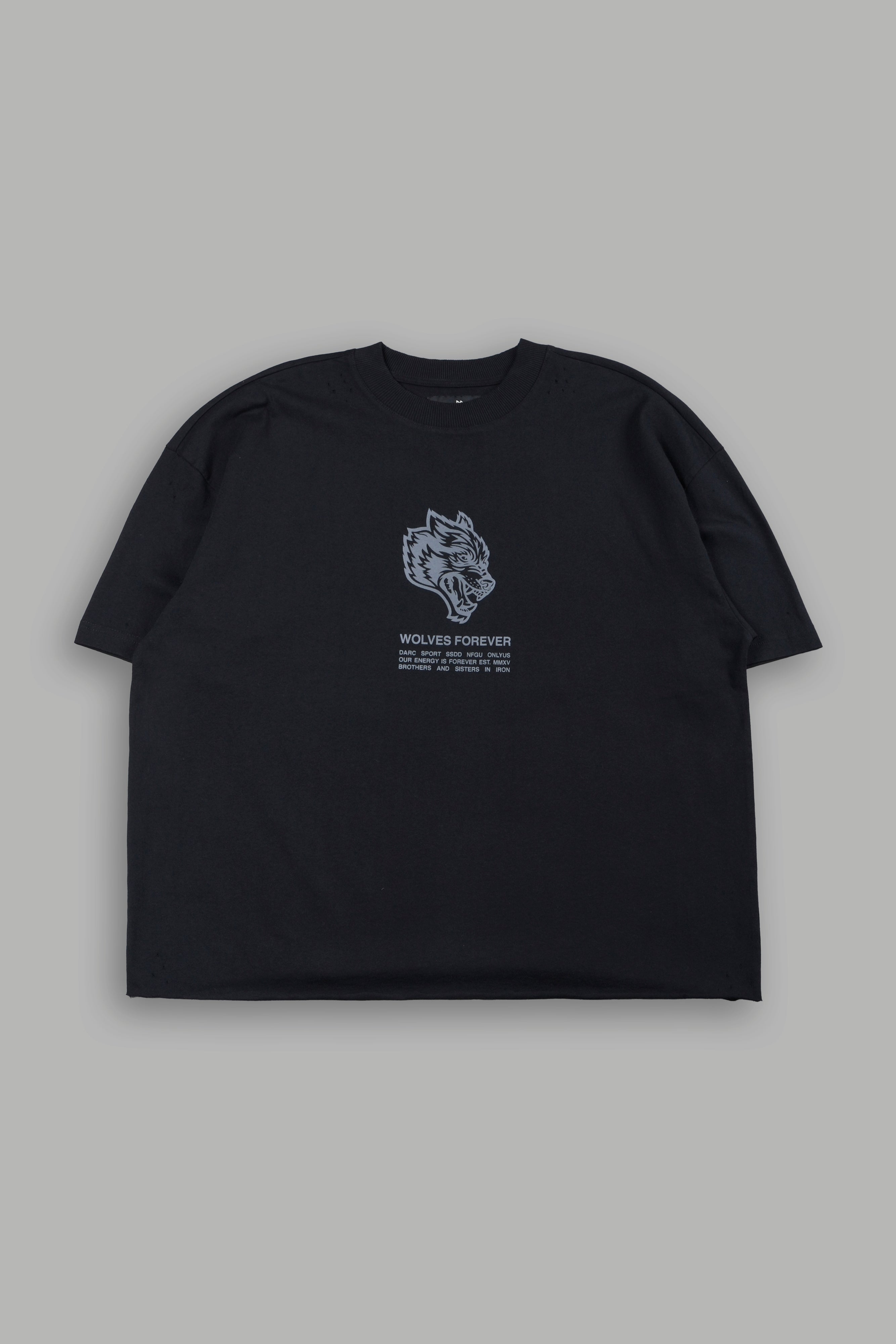 Wolves Have Your Back Distressed Grunge Mid Length Raw Hem Tee In