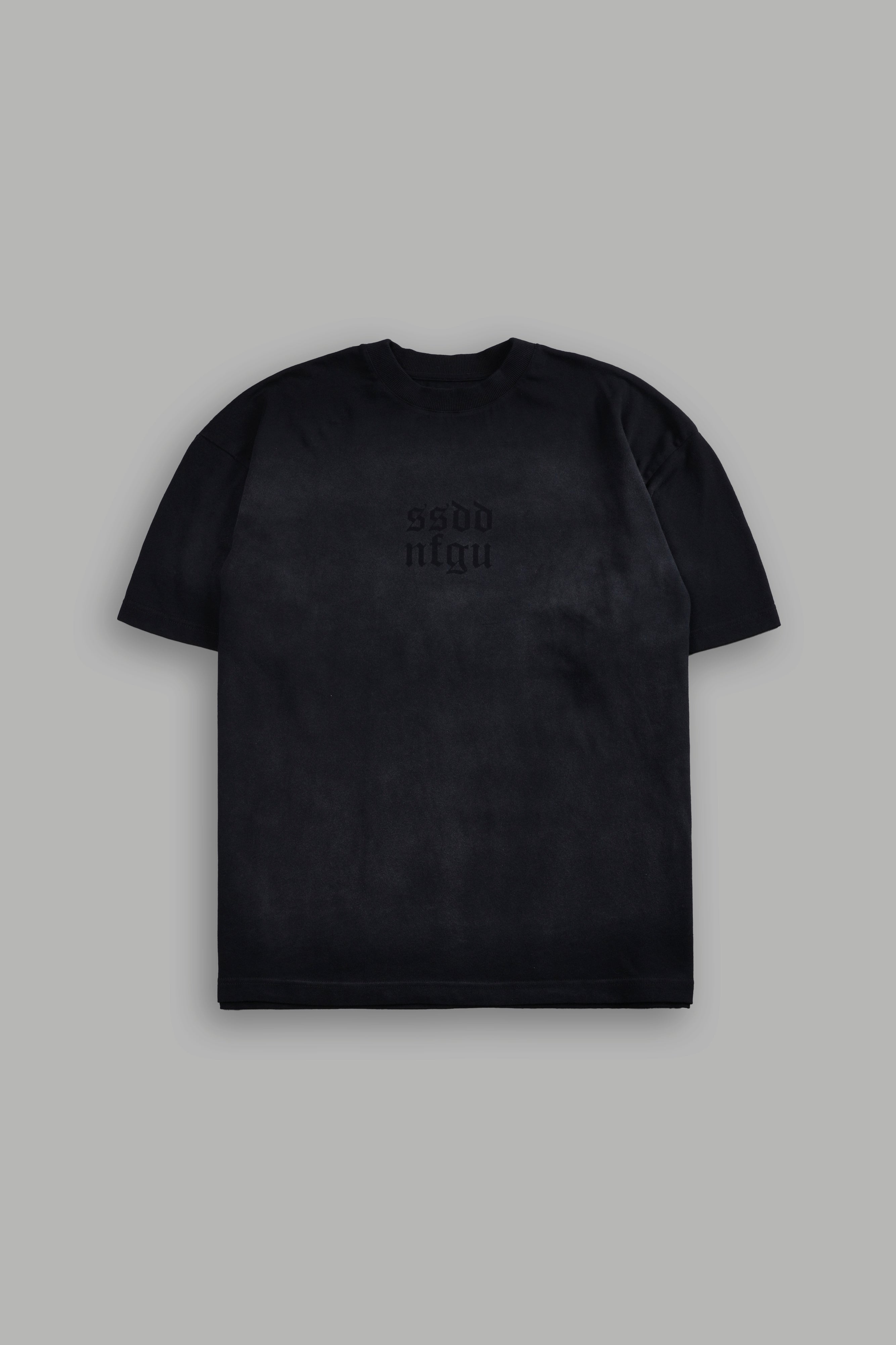 She Has Your Back "Pump Cover" Tee in Black Horizon Sun Fade
