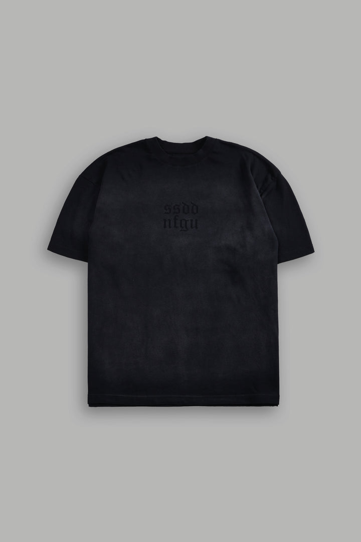 She Has Your Back "Pump Cover" Tee in Black Horizon Sun Fade