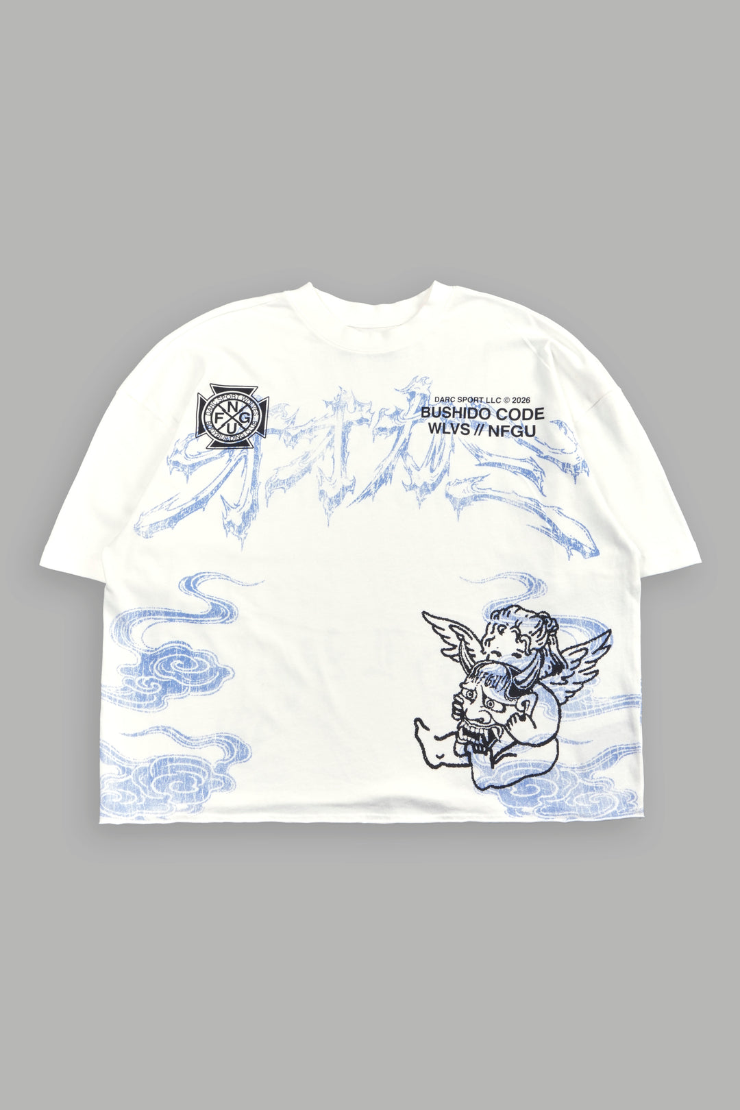 Gates Inferno Premium Raw Hem Box Cut Tee in Cream