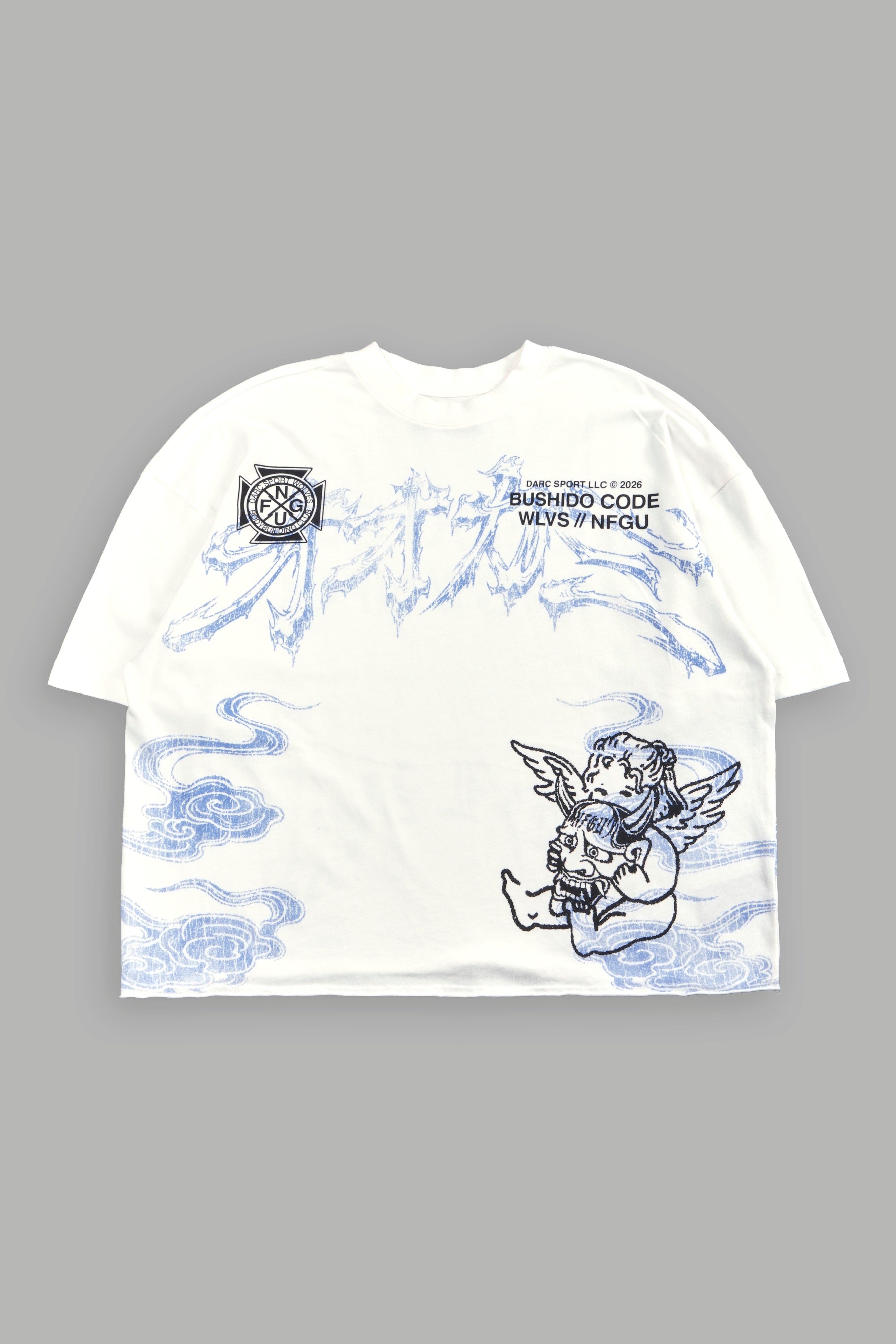Gates Inferno Premium Raw Hem Box Cut Tee in Cream