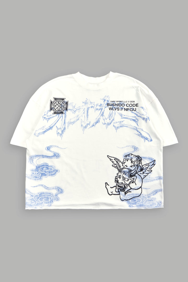 Gates Inferno Premium Raw Hem Box Cut Tee in Cream