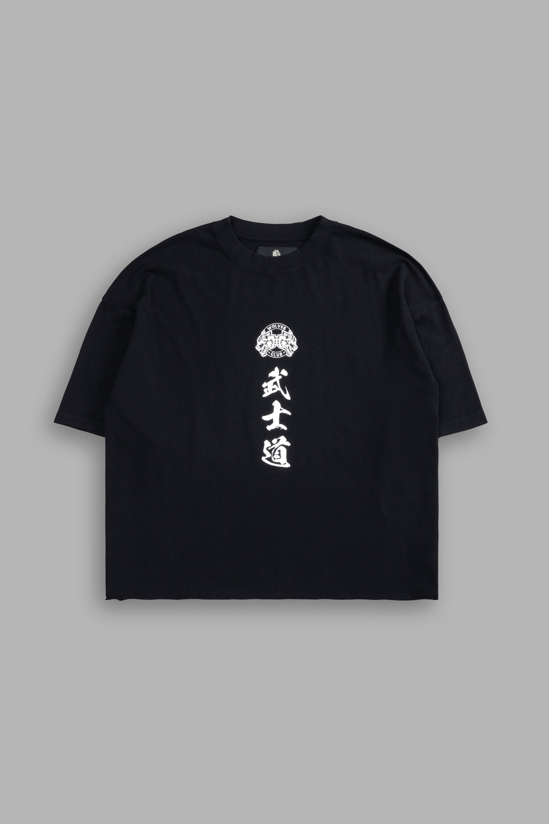 Bushido Wolves Raw Hem "Box Cut" Tee in Black