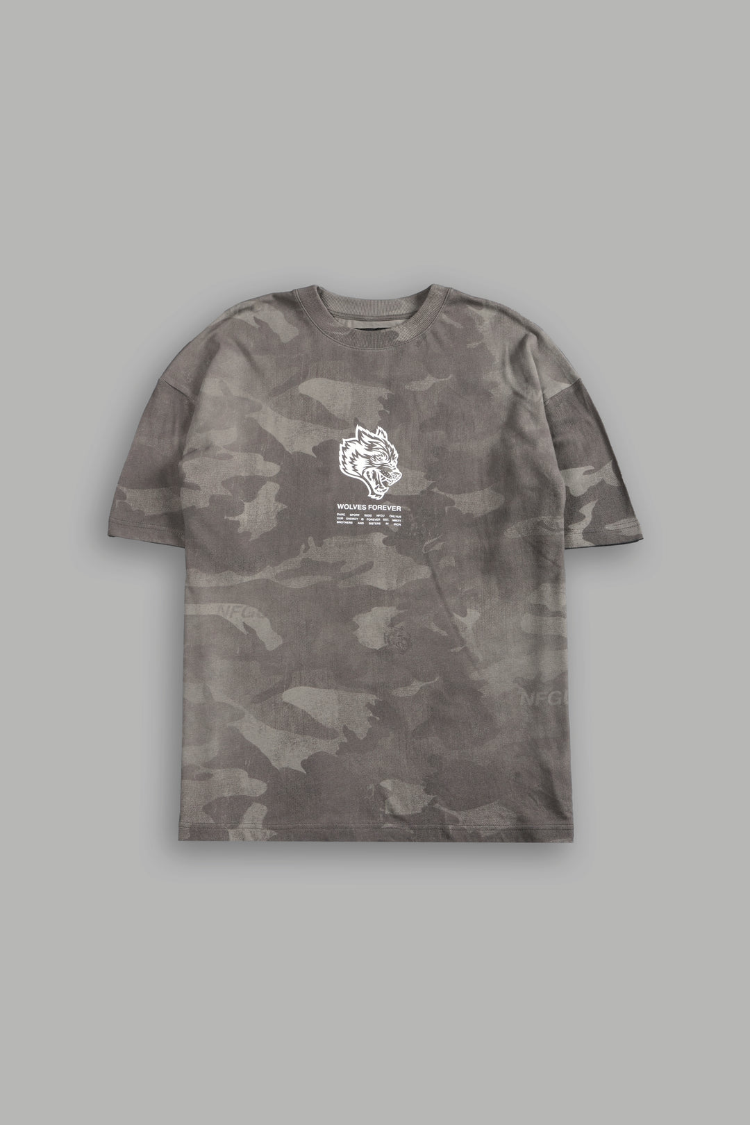 Wolves Have Your Back Unisex "Premium" Oversized Tee in Lush Vintage Woodland Camo