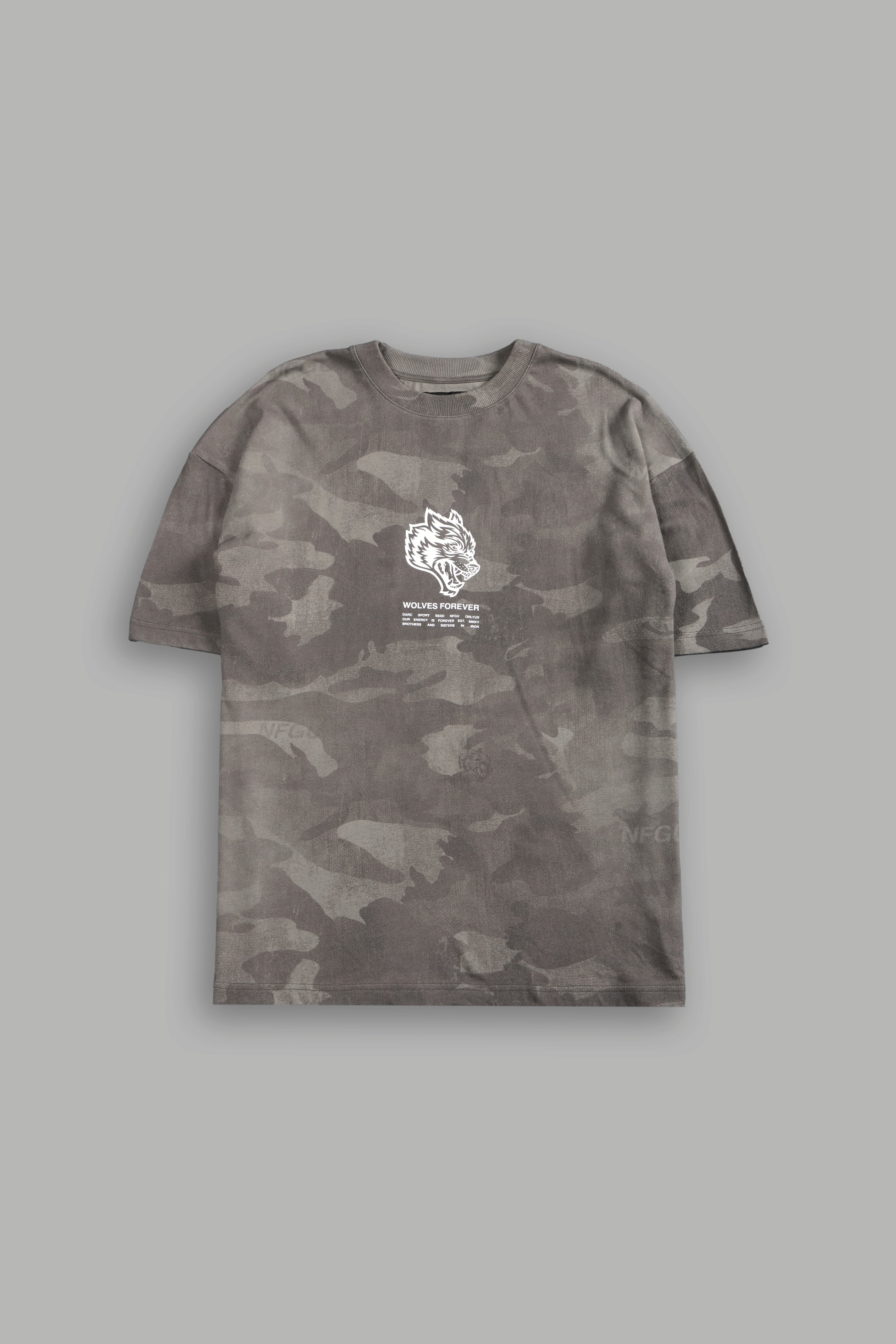 Wolves Have Your Back Unisex "Premium" Oversized Tee in Lush Vintage Woodland Camo