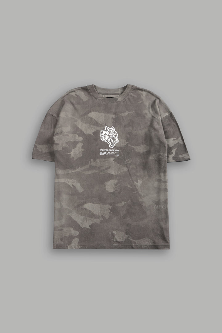Wolves Have Your Back Unisex "Premium" Oversized Tee in Lush Vintage Woodland Camo