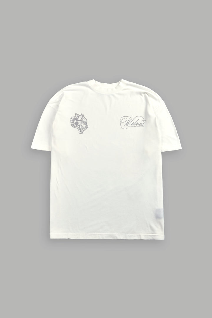 Nocturne Bloom Premium Oversized Tee in Cream