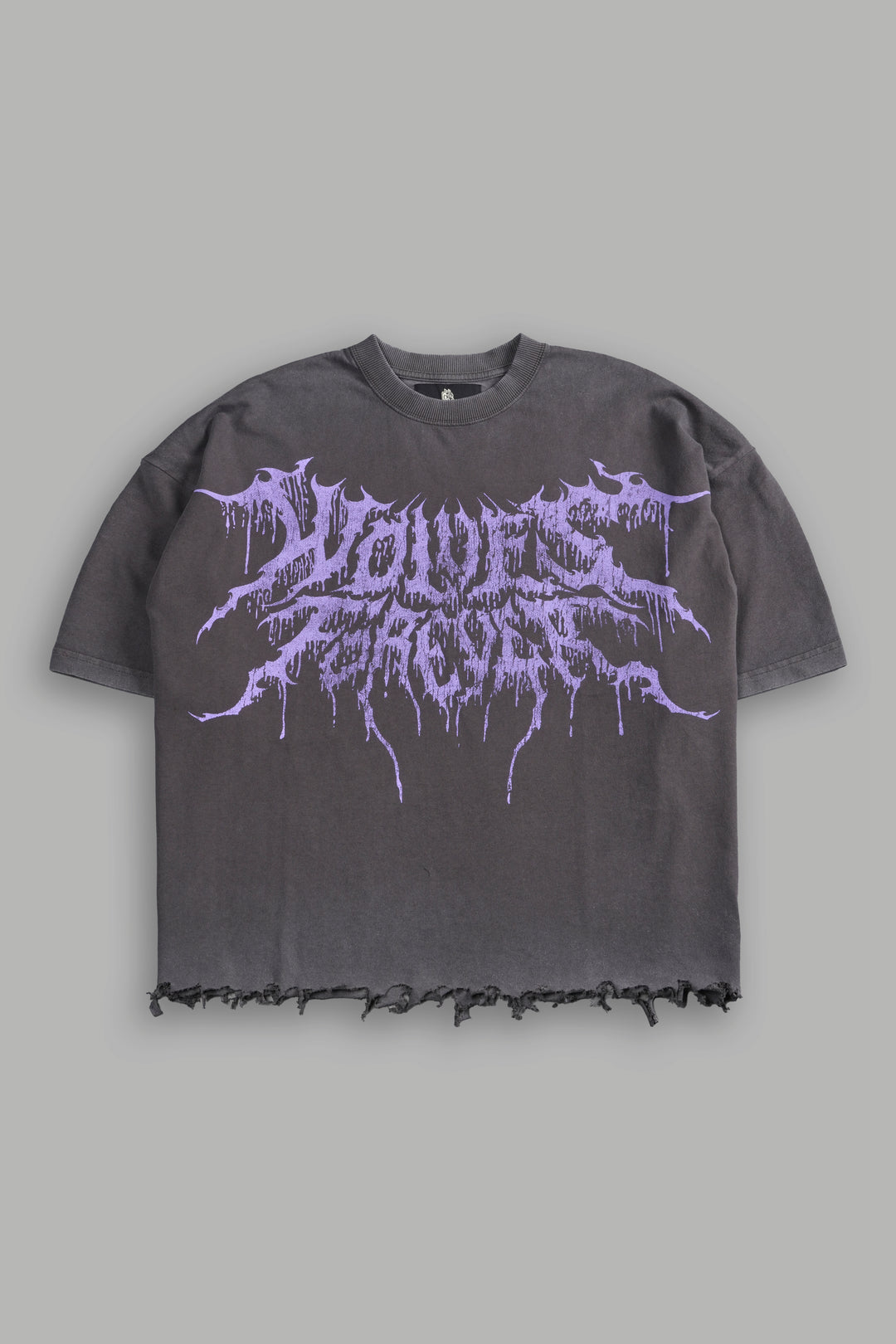 Drip Hesh Destroyed Grunge "Box Cut" Tee in Wolf Gray
