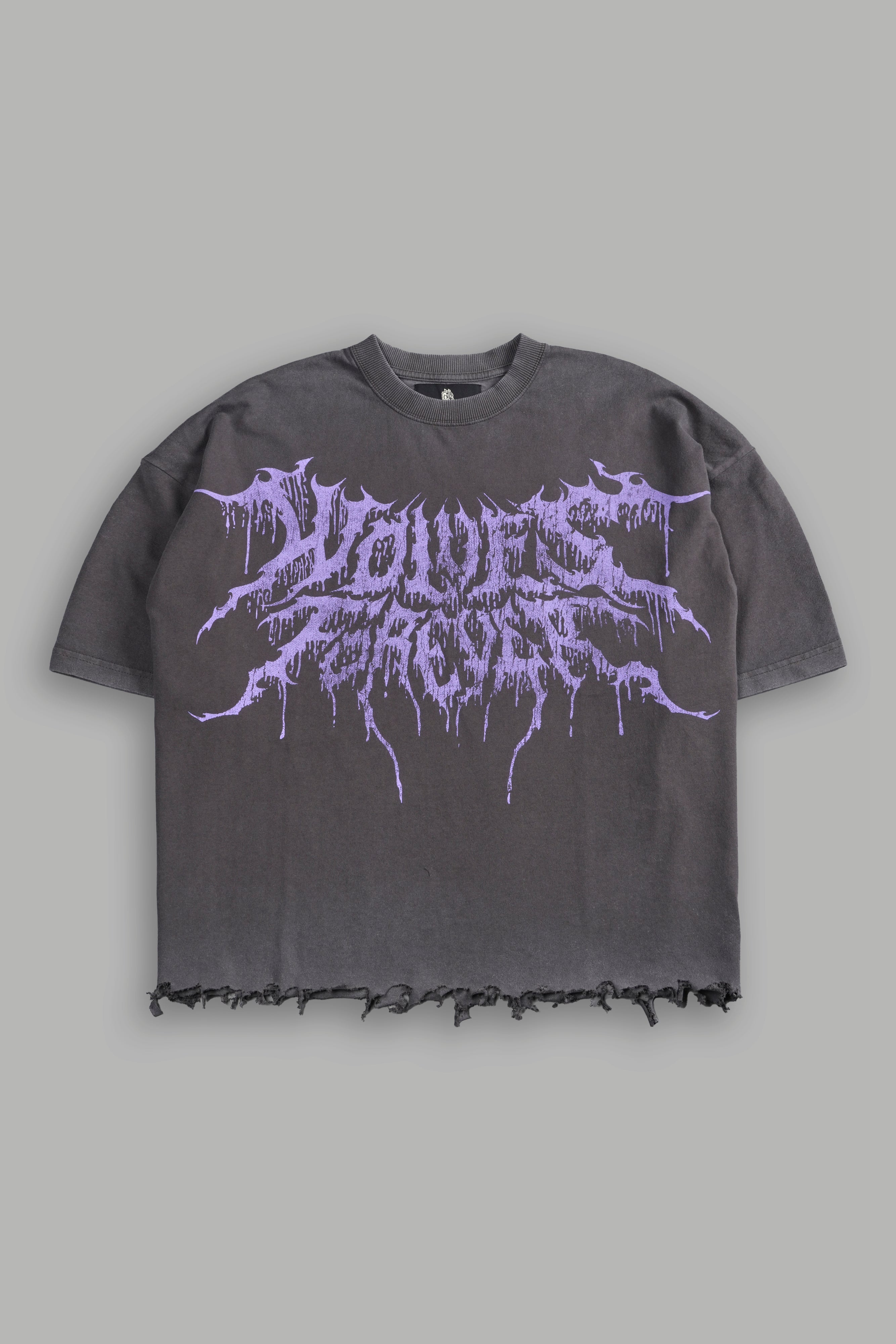 Drip Hesh Destroyed Grunge "Box Cut" Tee in Wolf Gray