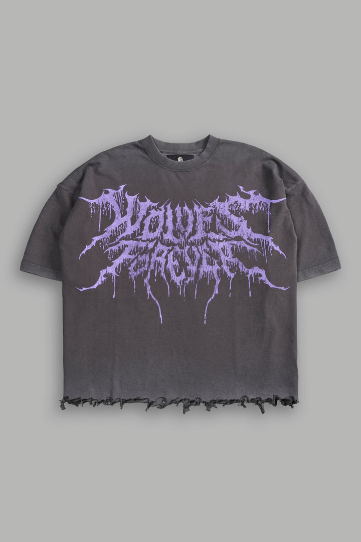 Drip Hesh Destroyed Grunge "Box Cut" Tee in Wolf Gray