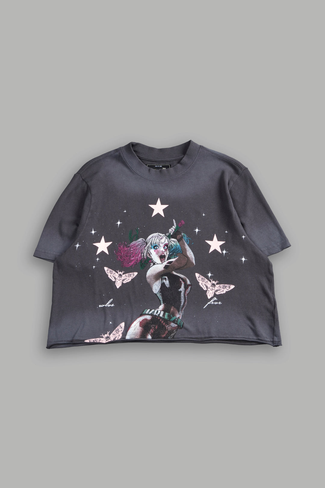 She's a Star "Premium" Oversized Cropped Tee in Wolf Gray Drift Wash