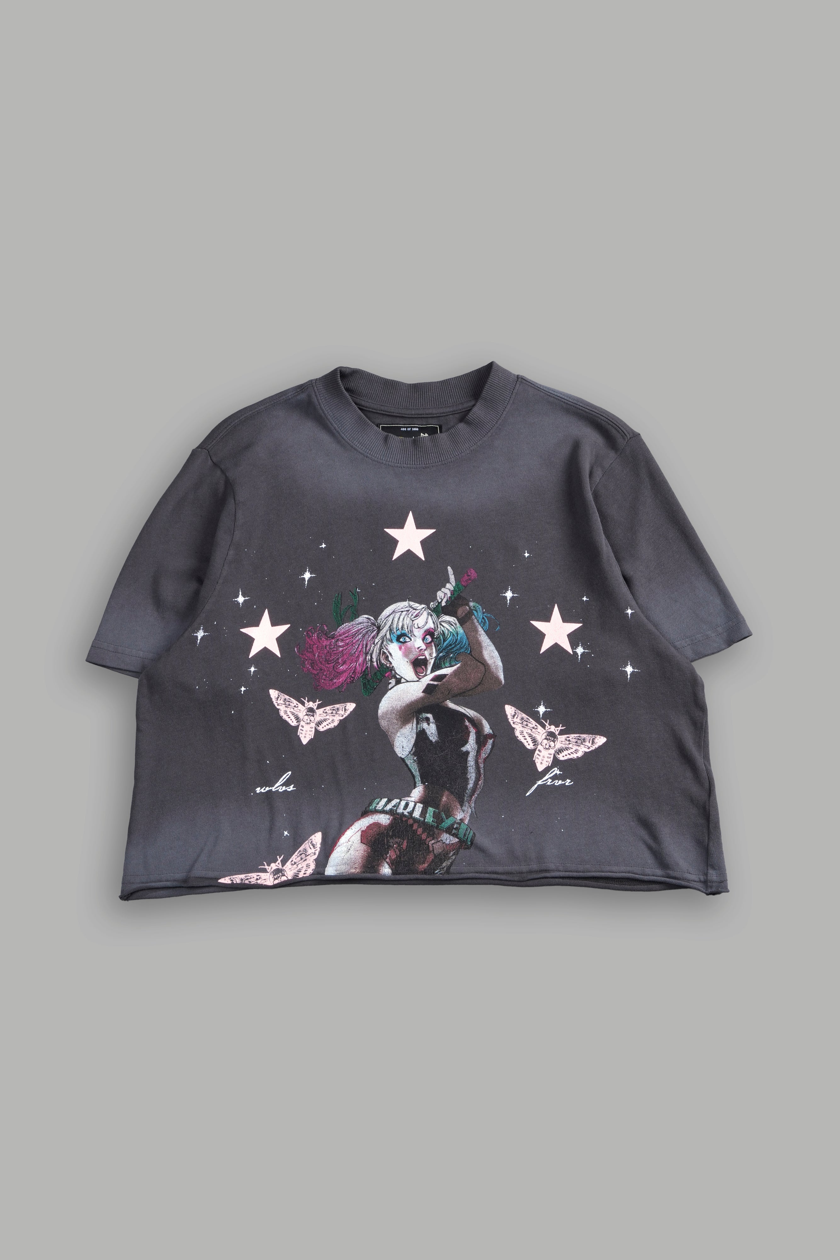 She's a Star "Premium" Oversized Cropped Tee in Wolf Gray Drift Wash