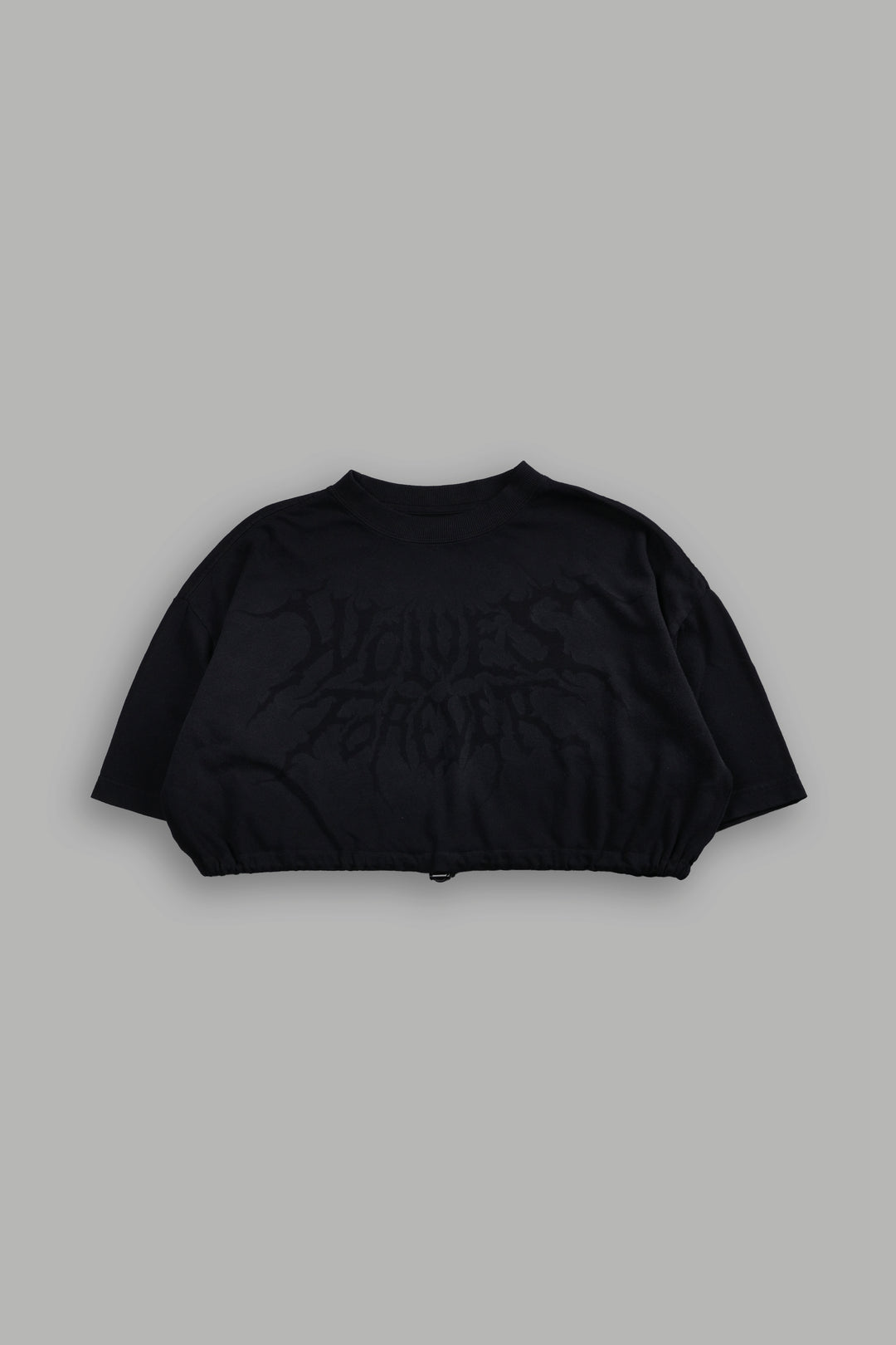 Forged From Iron Bungee Cropped Tee in Black Horizon Sun Fade
